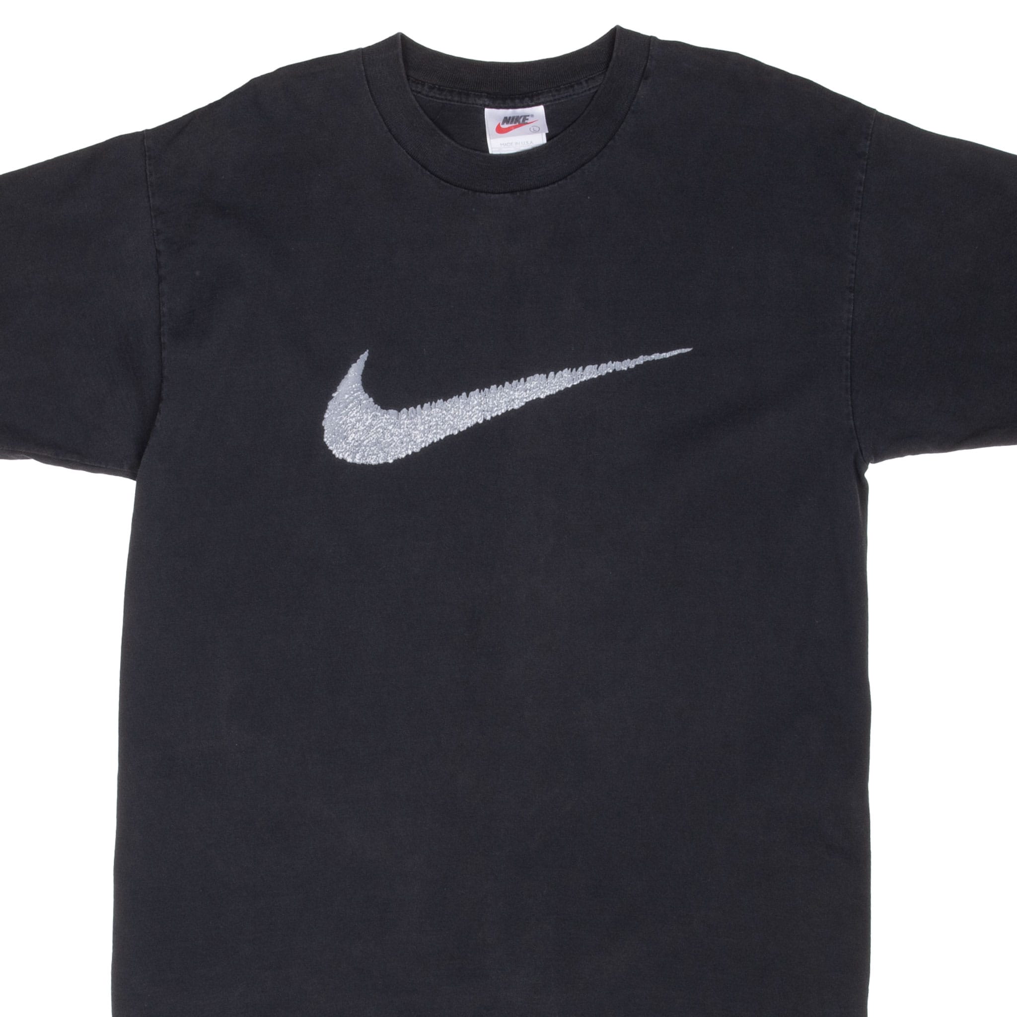 Vintage Nike Big Swoosh Black Tee Shirt 1990S Large Made In Usa