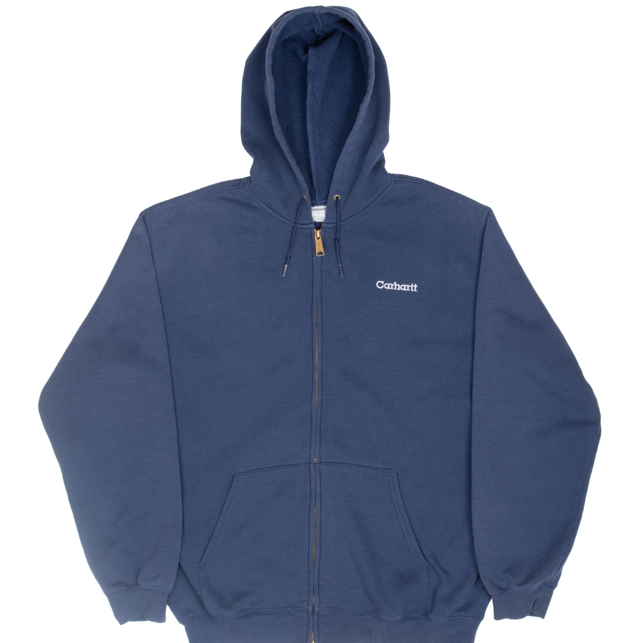 Vintage Carhartt Full Zip Navy Blue Hoodie Sweatshirt Size Large