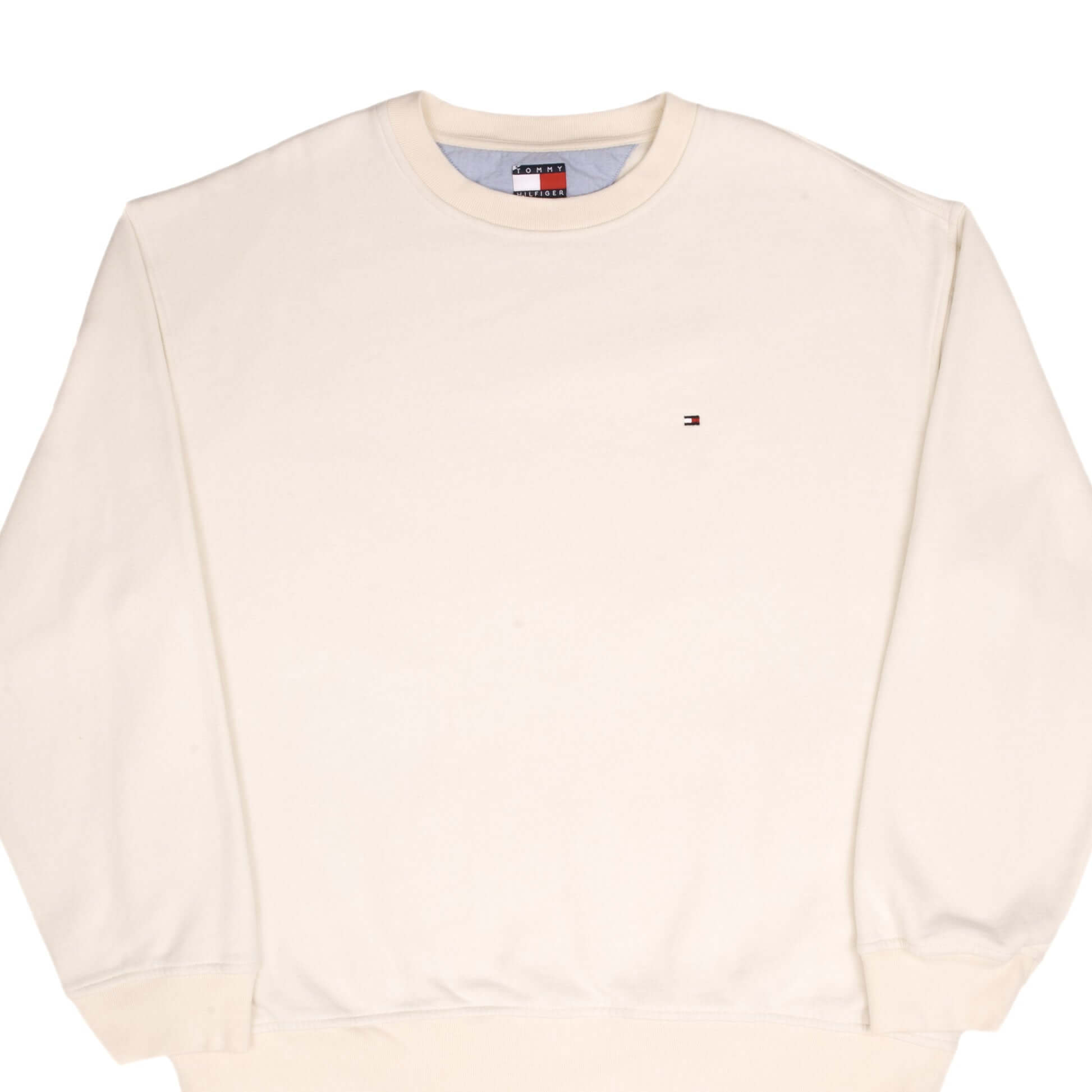 Vintage Tommy Hilfiger Cream Crewneck Sweatshirt 2000S Size XL