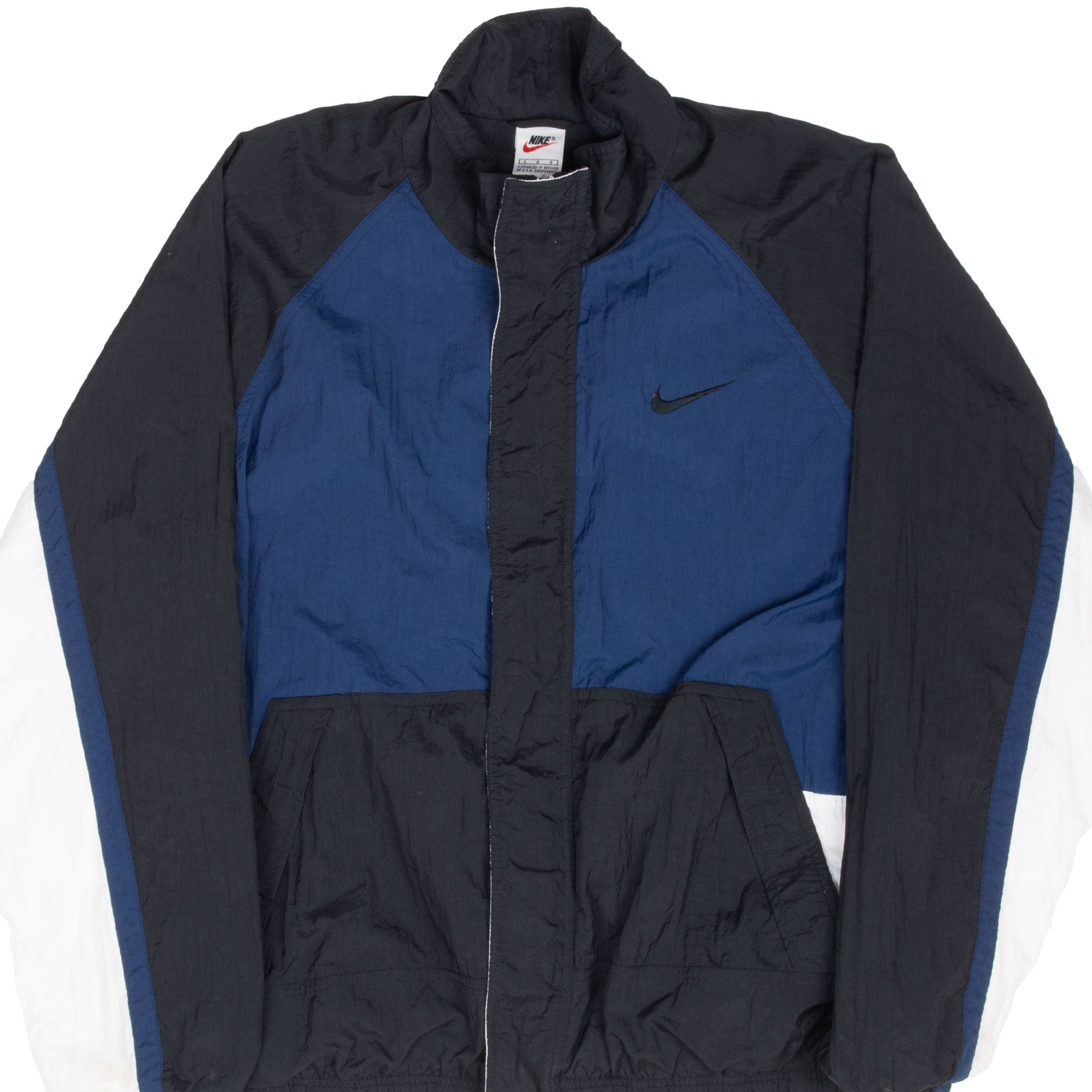 Vintage Nike Big Swoosh Blue Windbreaker Jacket 1990S Size Large