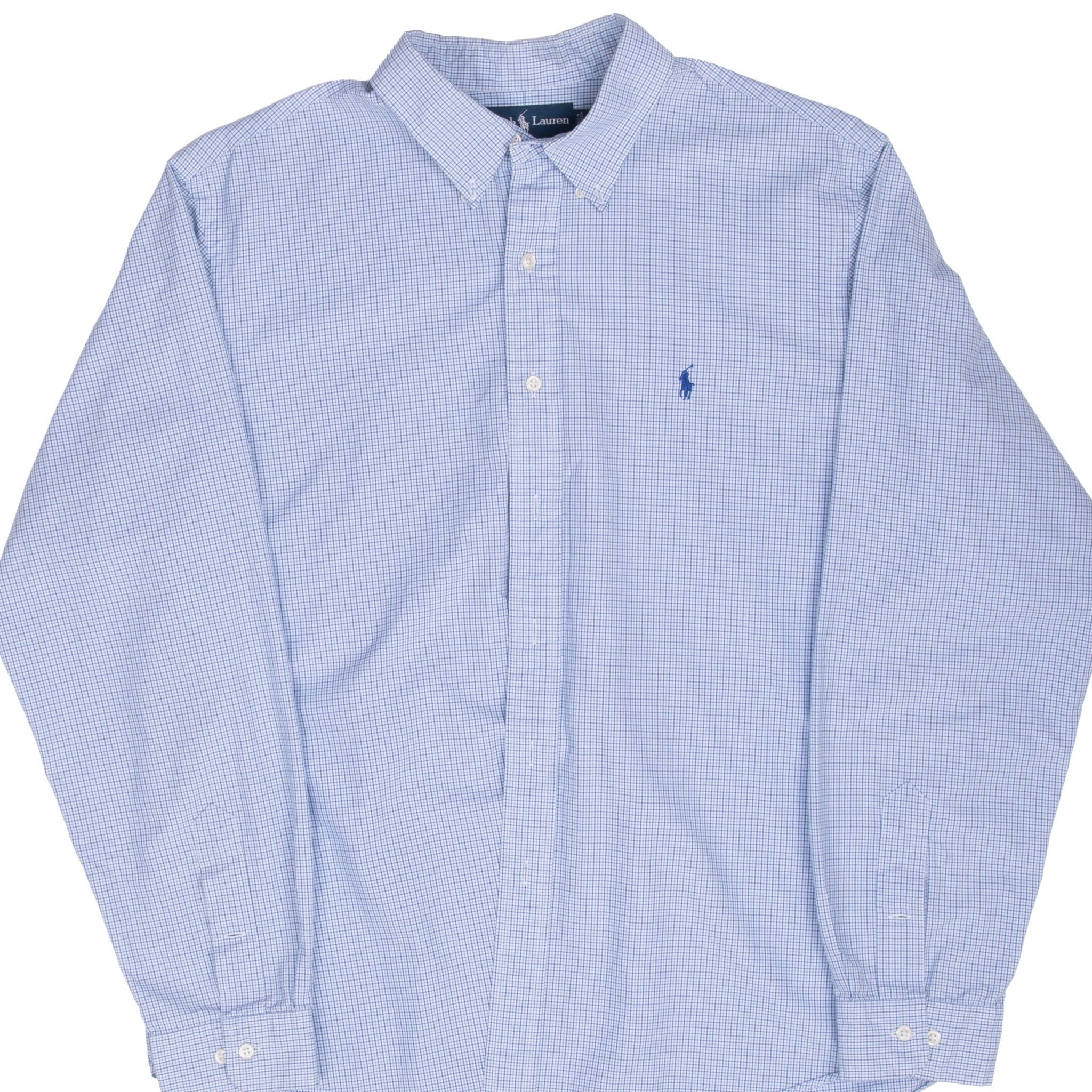 Vintage Ralph Lauren Blue Plaid Shirt 1990S Size XL