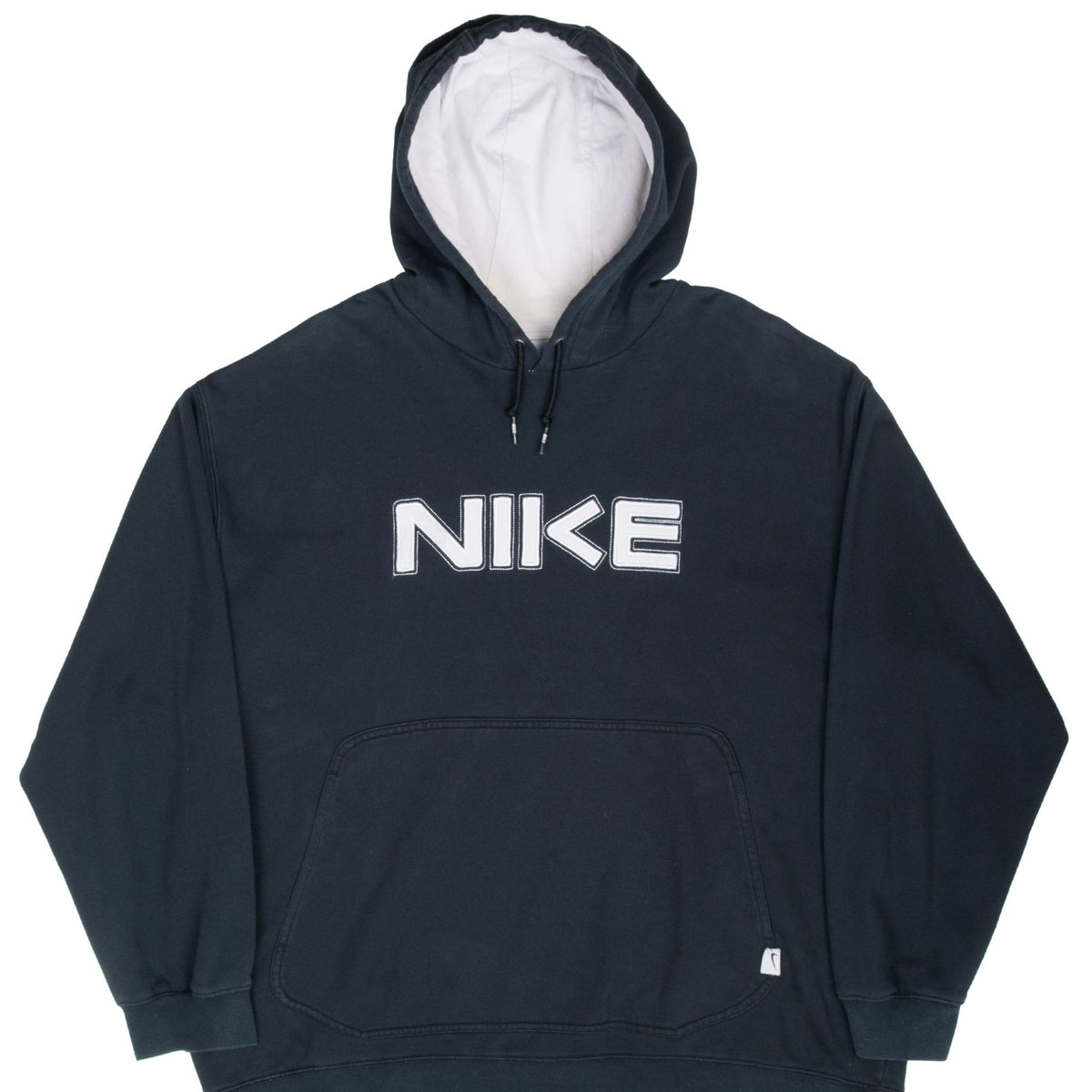 Vintage Nike Spellout Black Hoodie Sweatshirt 2000S Size 2XL