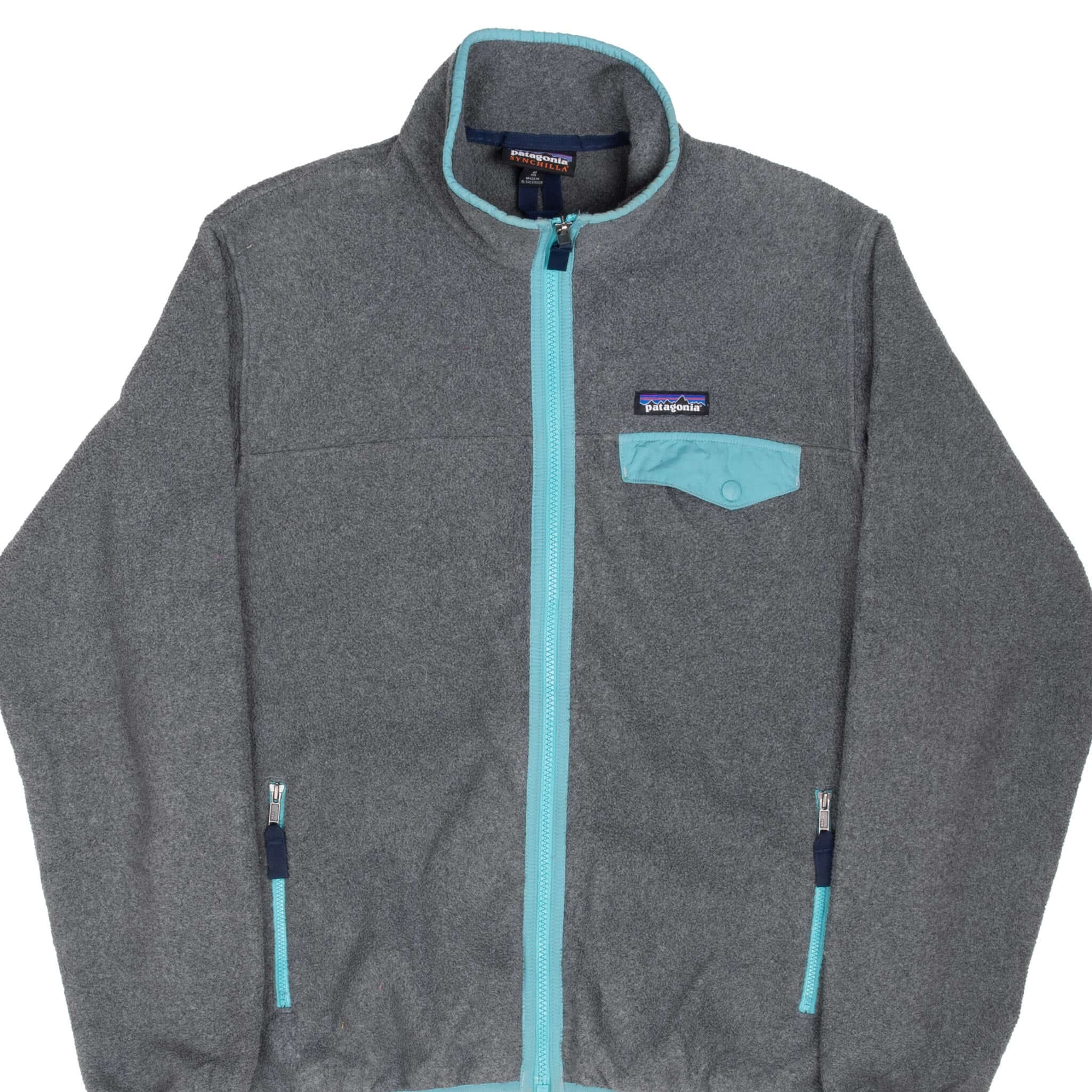 Vintage Patagonia Snap T Synchilla Full Zip Grey Fleece Jacket Size Medium
