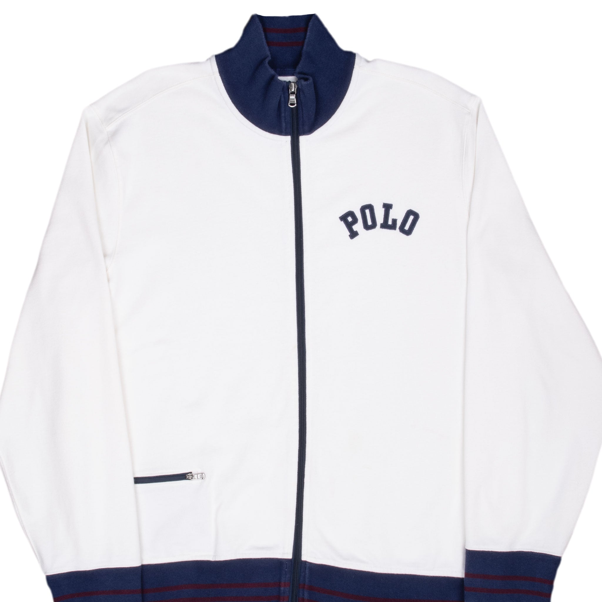 Vintage Polo Ralph Lauren White Full Zip Sweatshirt 1990S Size XL