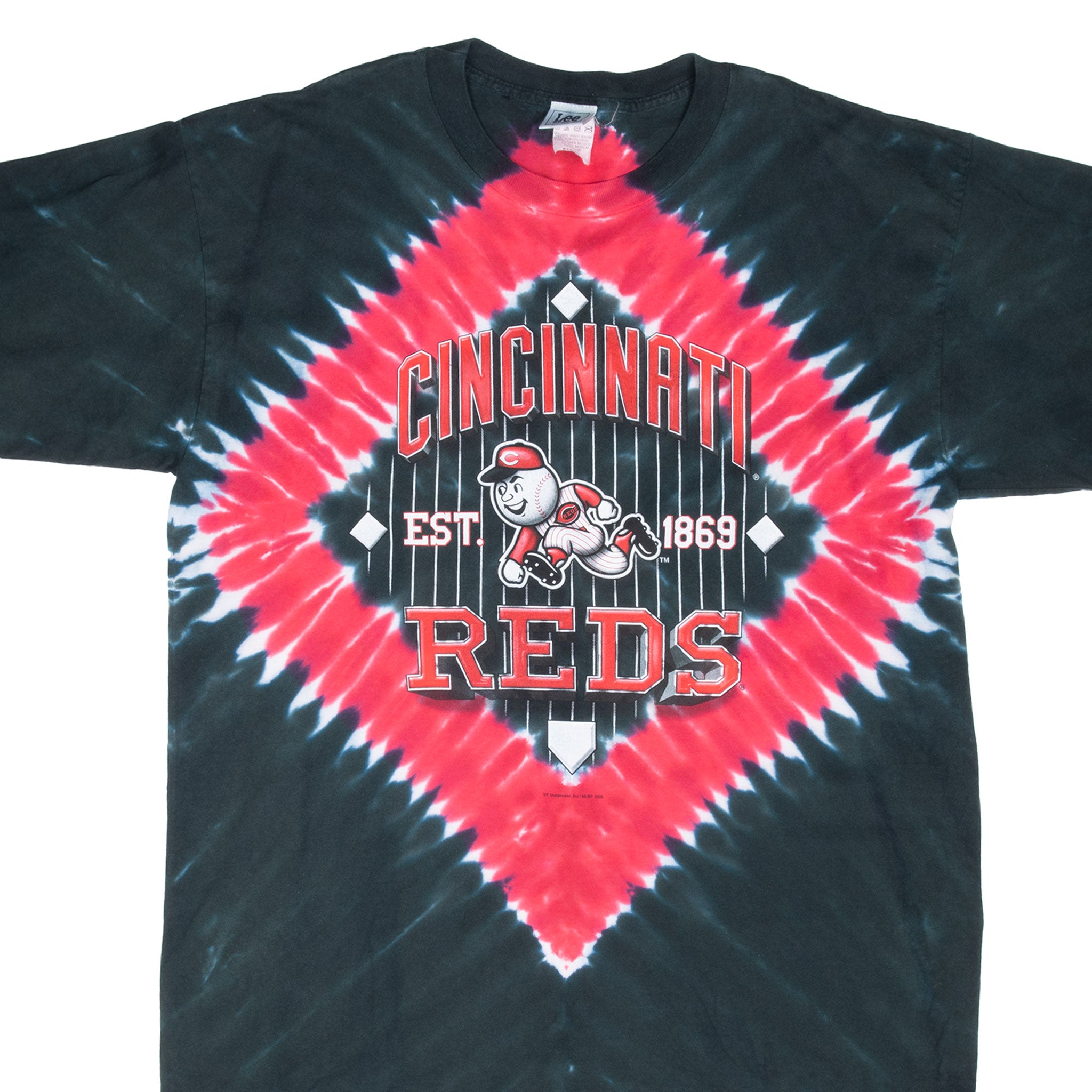 Vintage MLB Cincinnati Reds Tie Dye Tee Shirt 2005 Size XL Made In USA With Single Stitch Sleeves