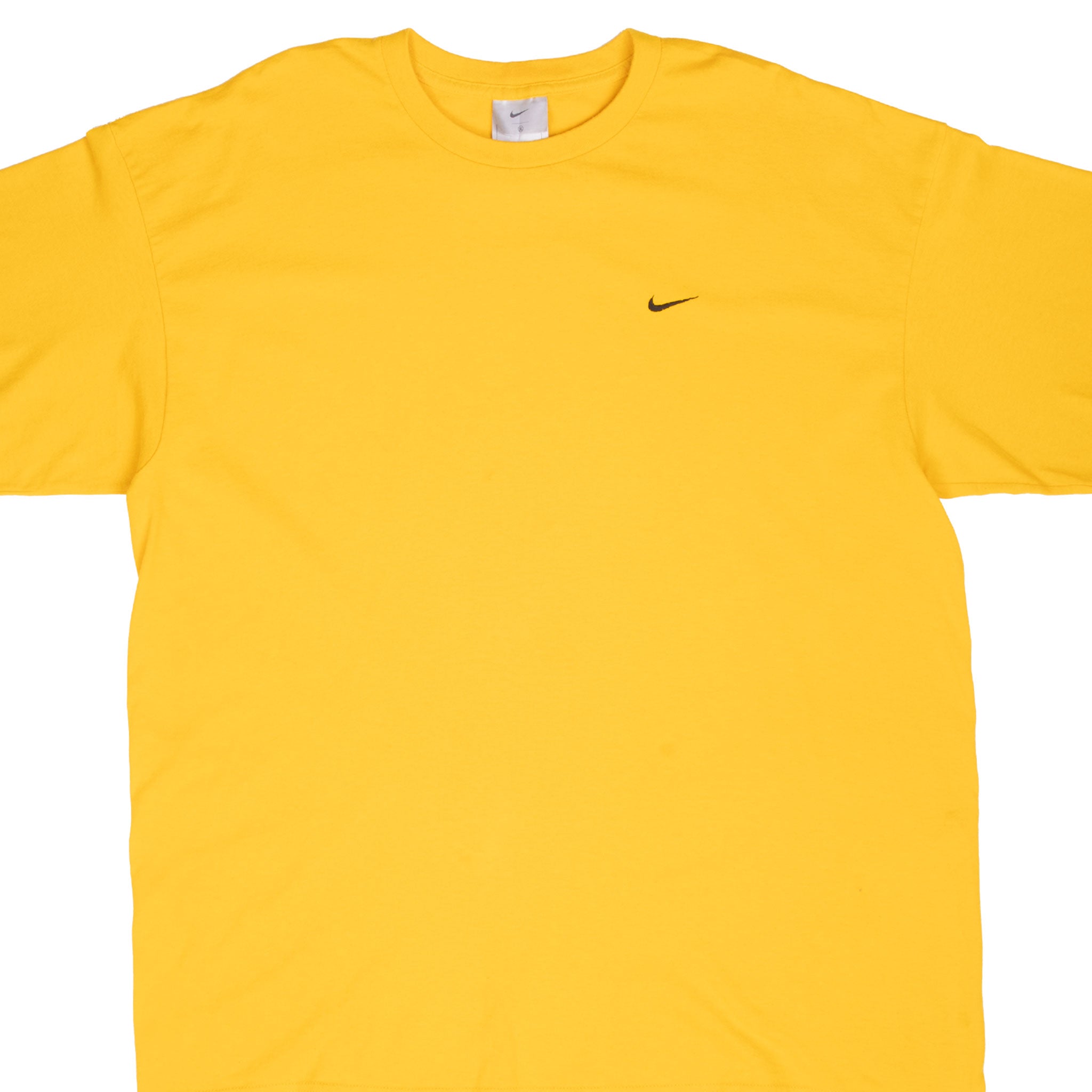 VINTAGE NIKE CLASSIC SWOOSH YELLOW TEE SHIRT 2000S XL MADE IN USA