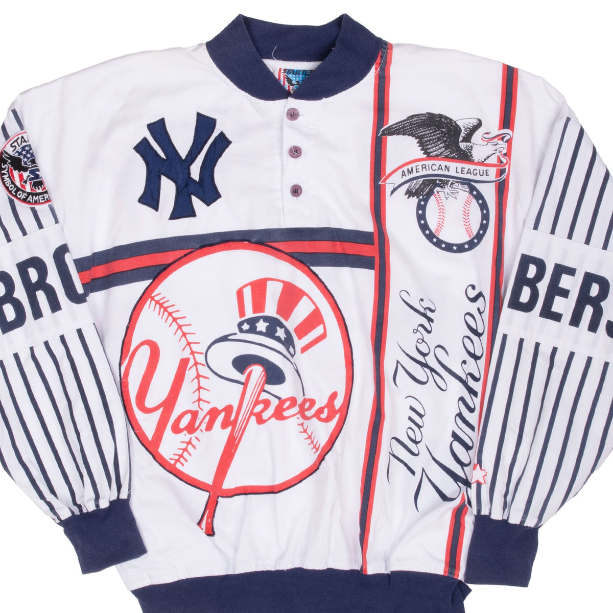 Vintage Mlb New York Yankees All Over Print 1980S Pullover Starter Jacket Size Large