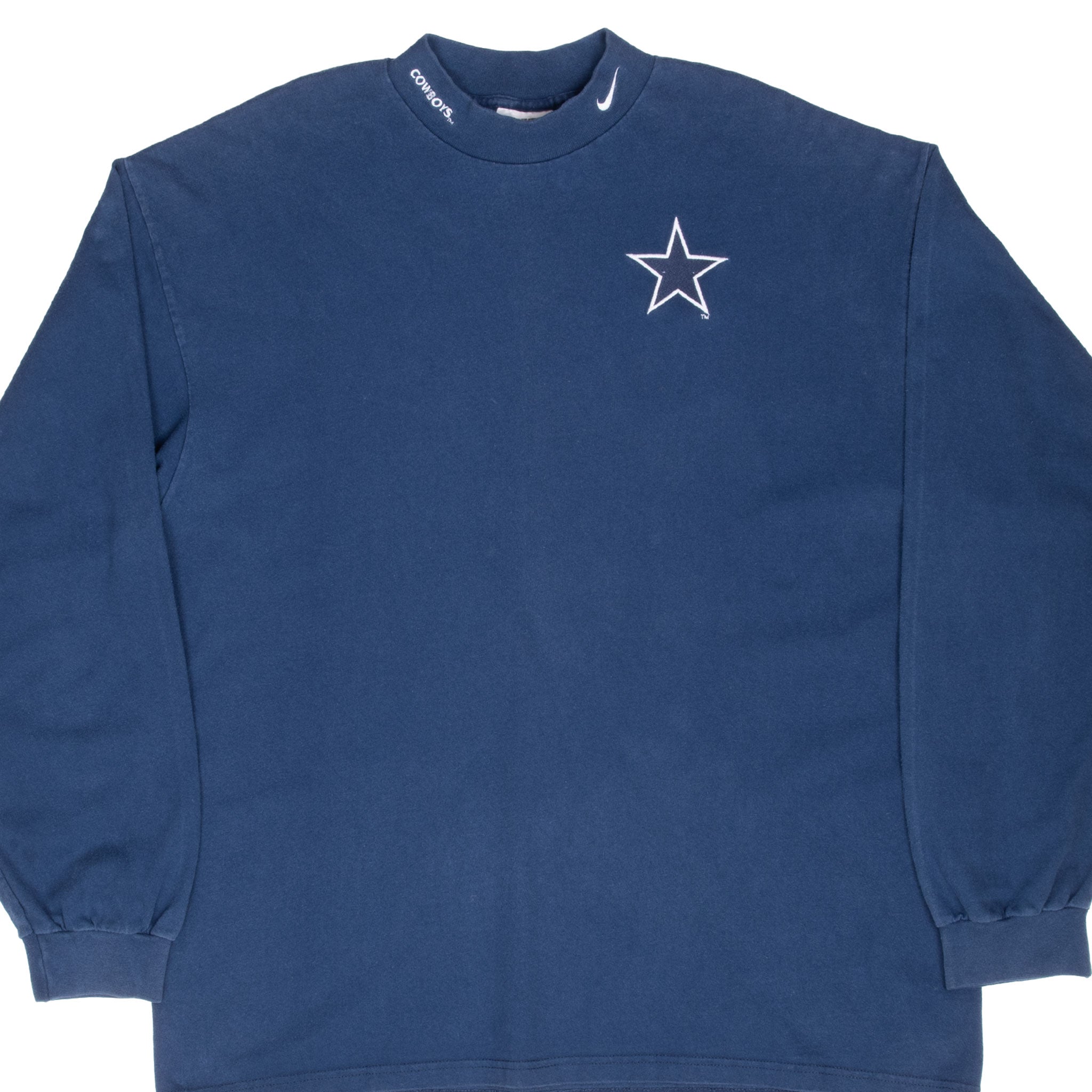 Vintage Nfl Nike Dallas Cowboys Long Sleeve Turtle Neck Blue Tee Shirt 1990S Size XL Made In Usa