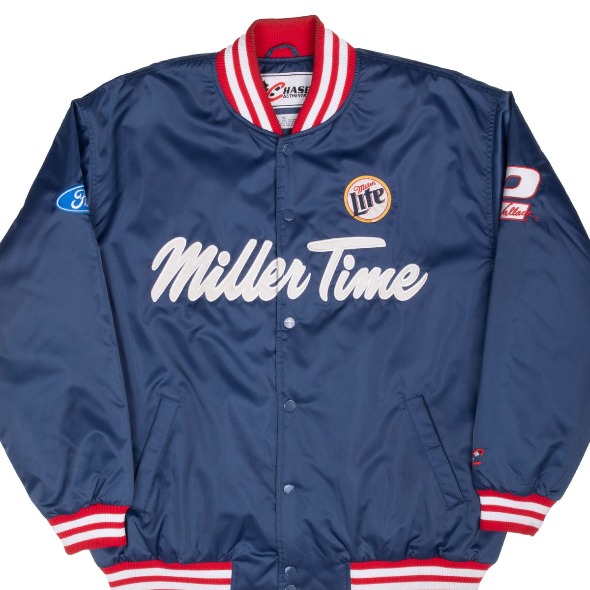 Vintage Nascar Rusty Wallace Millers Lite Satin Bomber Jacket 1990S Size XL
