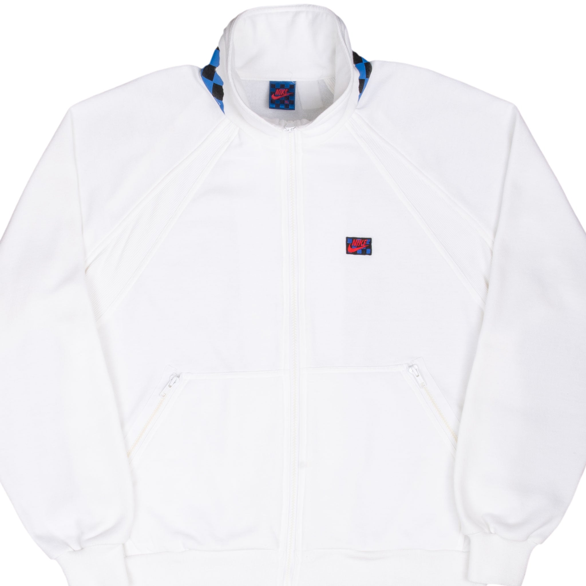 Vintage Nike Checkered White Full Zip Sweatshirt 1990S Size XL