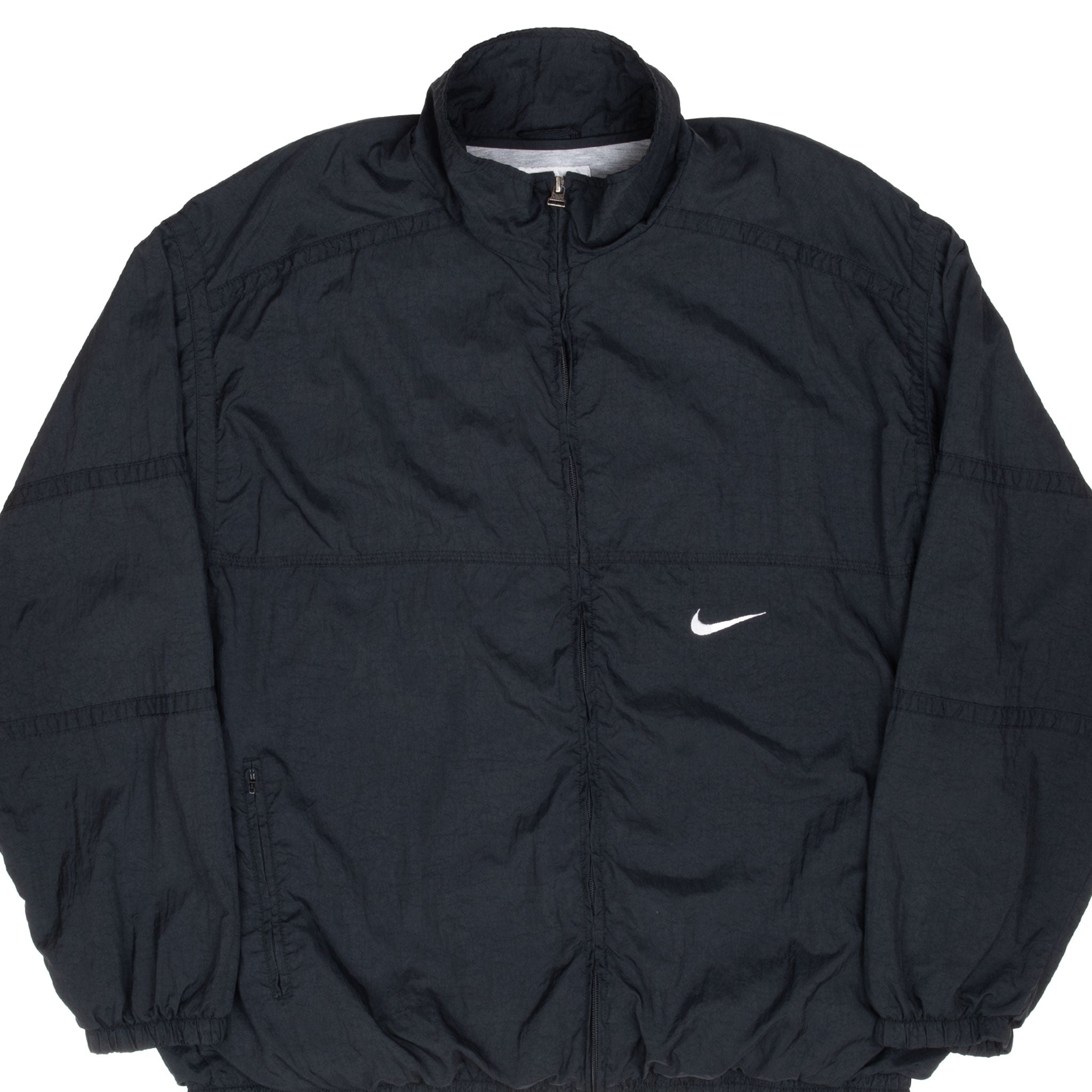 Vintage Nike Classic Swoosh Black Windbreaker Jacket 1990S Size XL