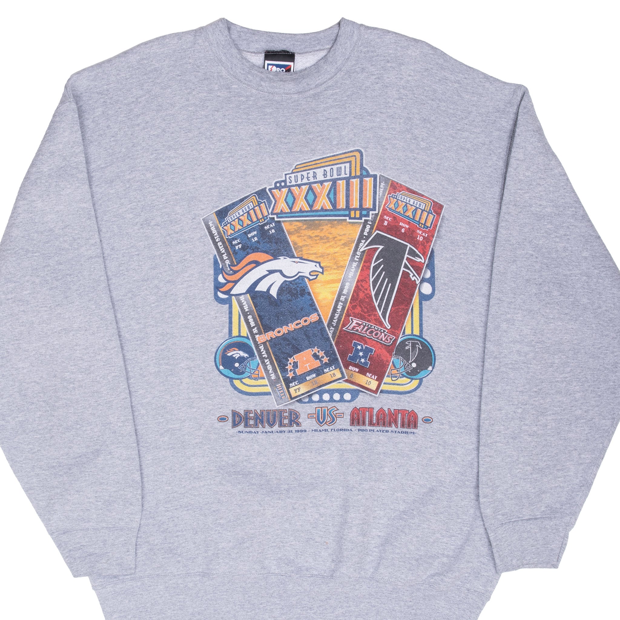 Vintage Nfl Denver Broncos Vs Atlanta Falcons Super Bowl Xxxiii 1999 Sweatshirt Size XL