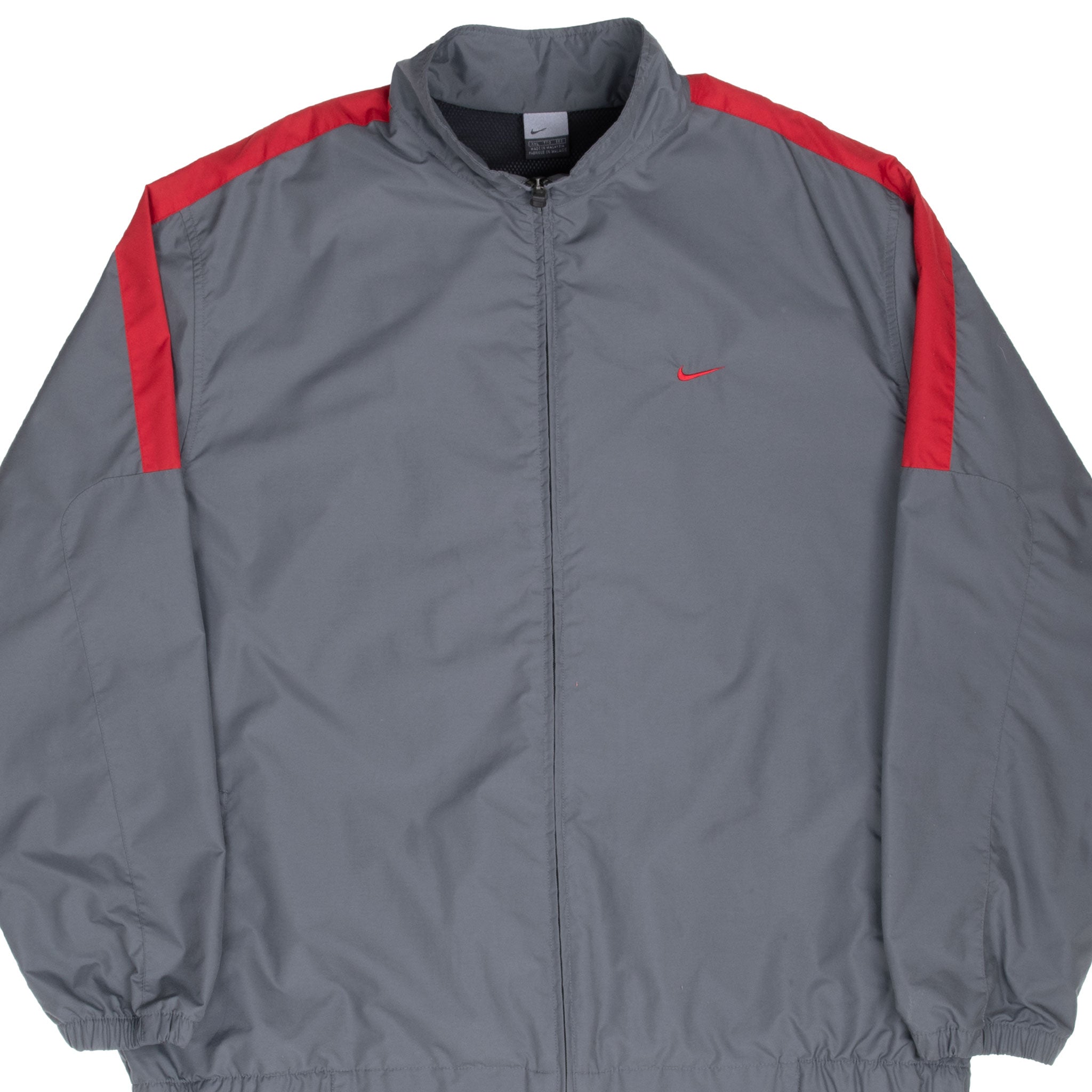 Vintage Nike Classic Swoosh Grey Red Windbreaker Jacket Size 2Xl 2000S