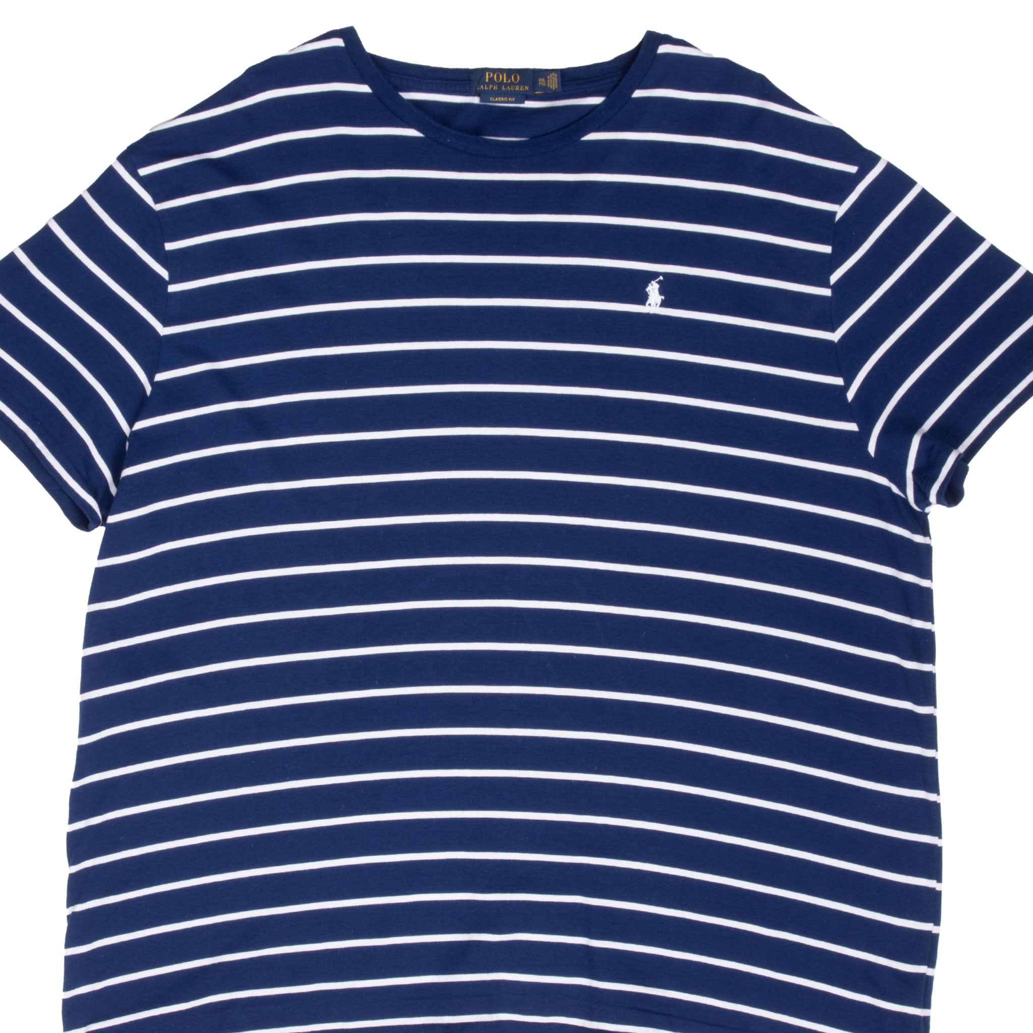 VINTAGE POLO RALPH LAUREN BLUE MARINIERE STRIPE TEE SHIRT 2XL