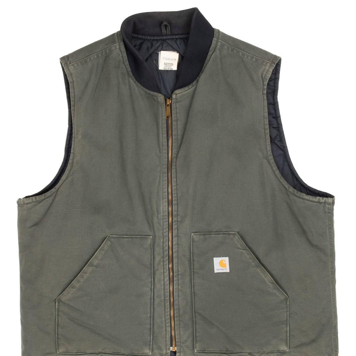 Vintage Carhartt Quilt Lined Green Vest Jacket 2004 V01Dgr Size 2Xl Tall Made In USA