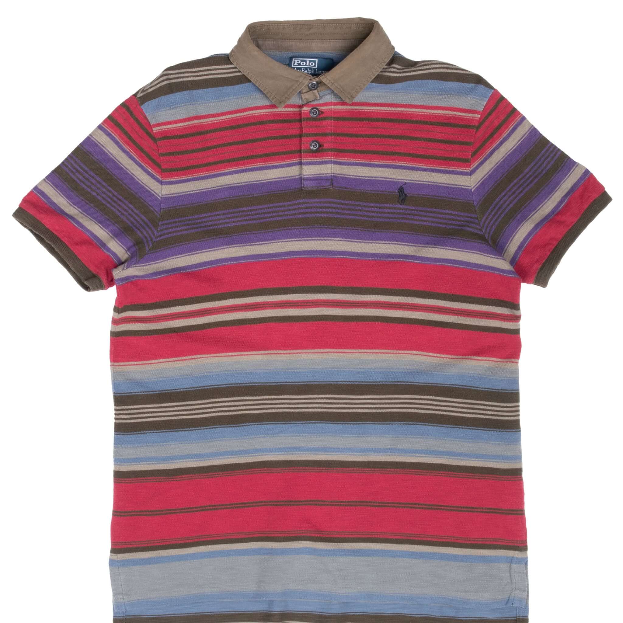 Vintage Ralph Lauren Striped Polo Shirt 1990S Size Large