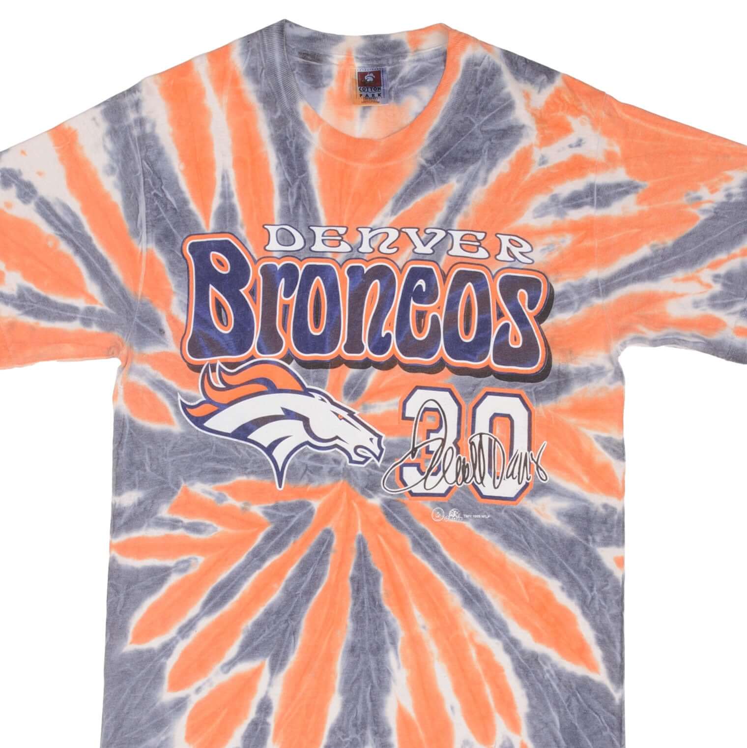 Vintage NFL Denver Broncos Terrell Davis Tie Dye Tee Shirt 1999 Size Small