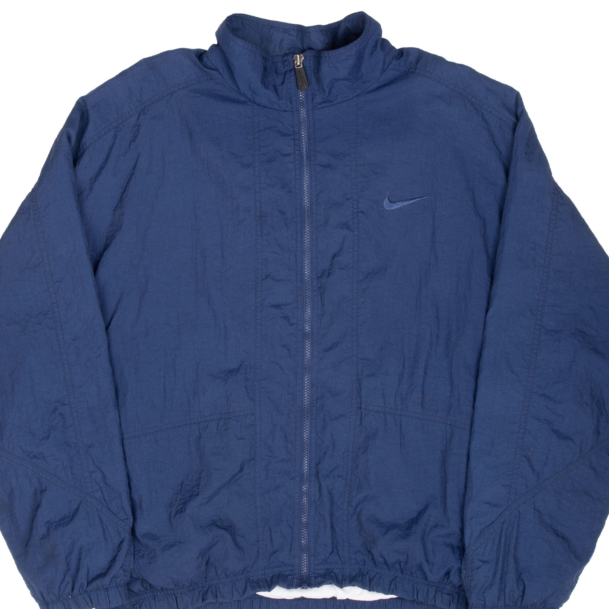 Vintage Nike Classic Swoosh Navy Blue Windbreaker Jacket 1990S Size XL