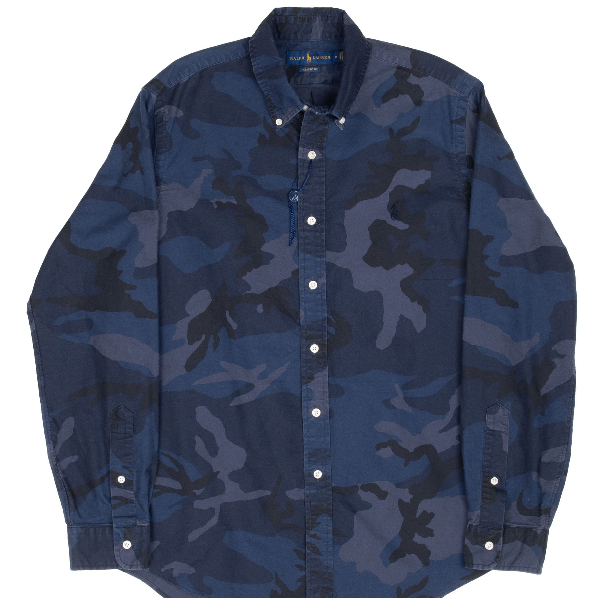 Vintage Ralph Lauren Blue Camo Shirt Size Medium