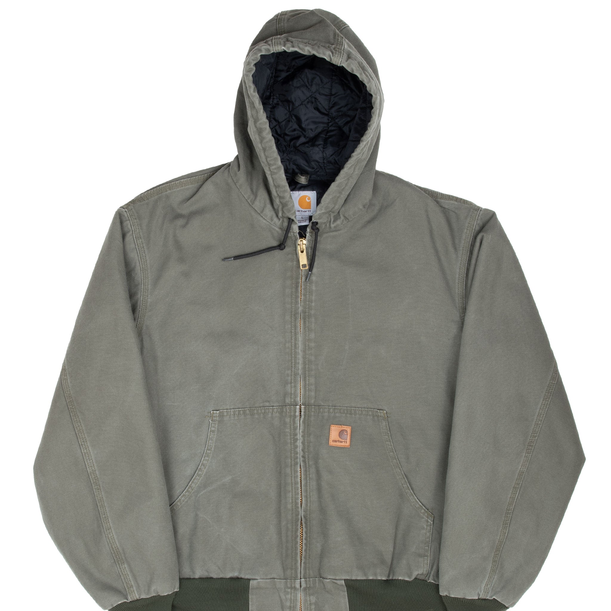 VINTAGE CARHARTT GREEN HOODED ACTIVE JACKET 2012 J280MOS SIZE LARGE