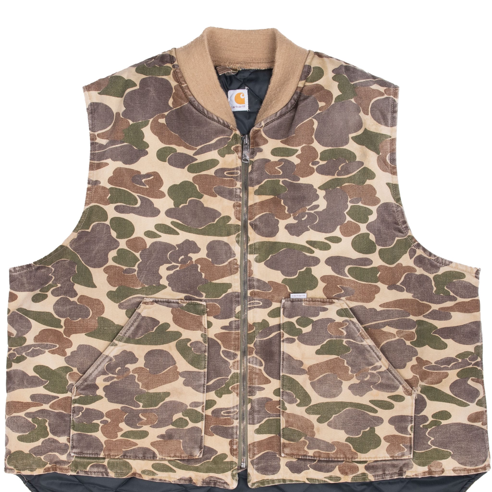 Vintage Carhartt VQ183 Duck Camo Quilt-Lined Vest Jacket 1990s Size 3XL Made in USA