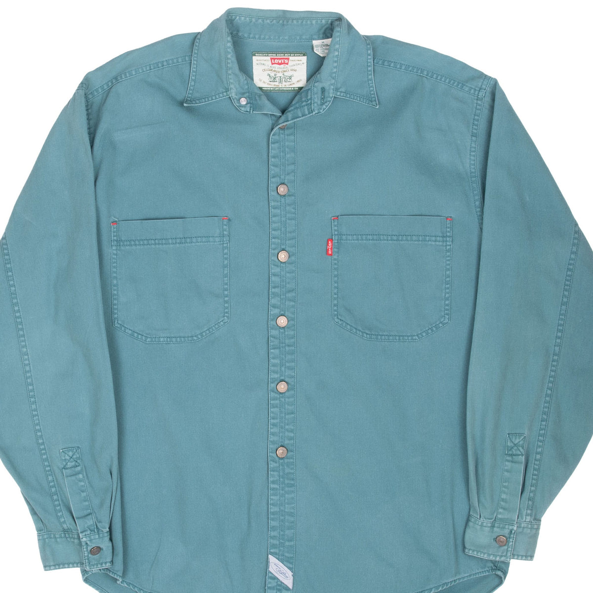 Vintage Levi's Red Tab Teal Denim Pocket Shirt 1990s Size Medium
