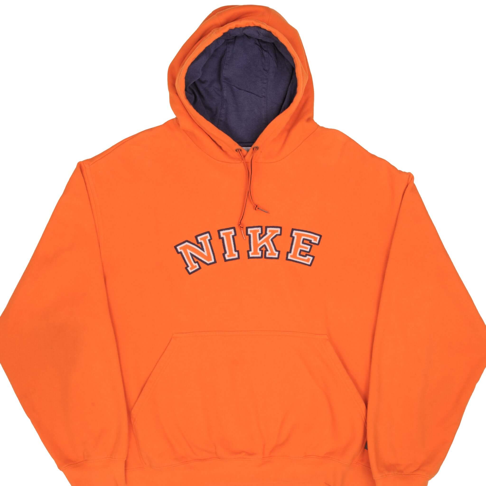 Vintage Nike Spellout Orange Hoodie Sweatshirt 2000S Size 2XL