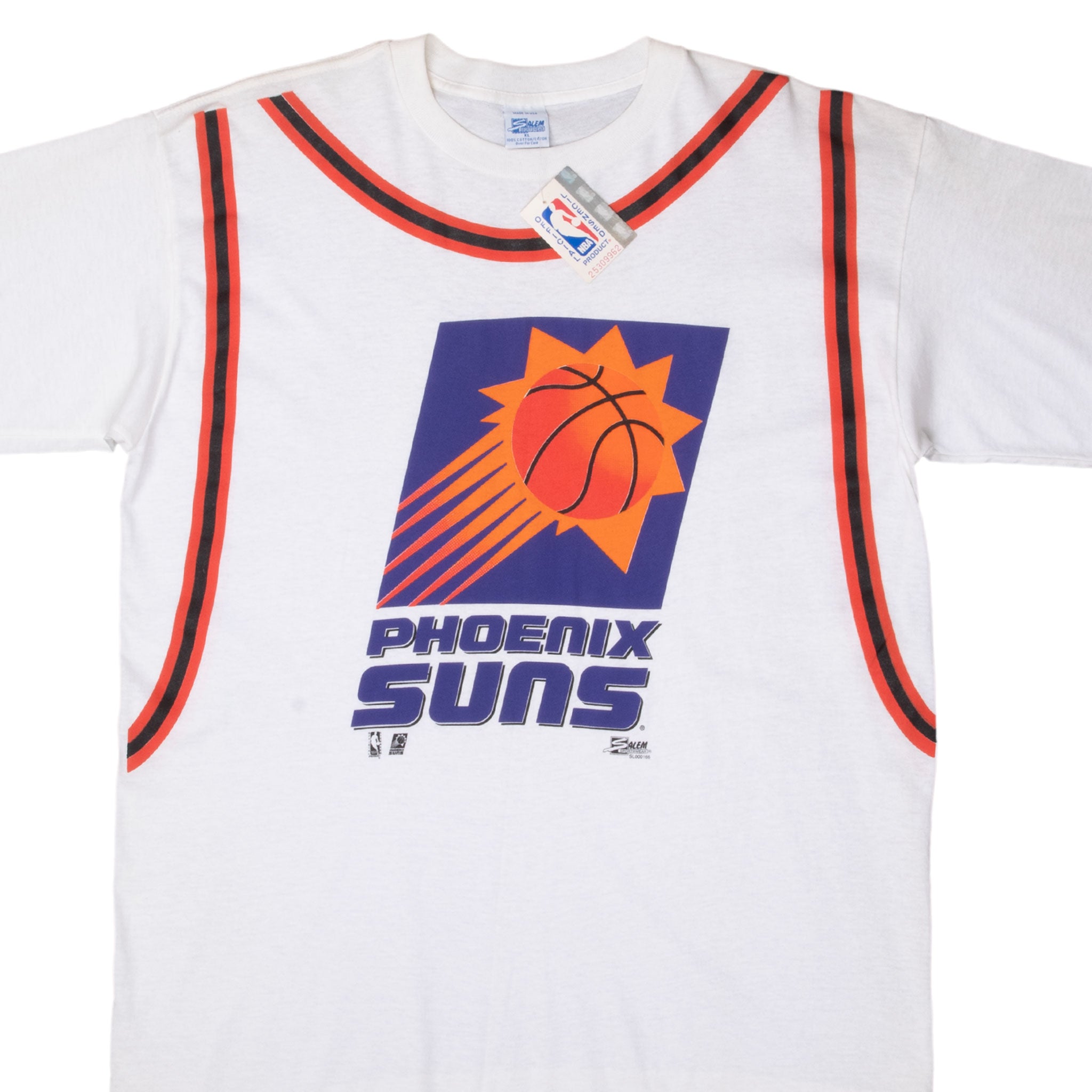 Vintage Nba Phoenix Suns 1990S White Tee Shirt Size XL Deadstock With Single Stitch Sleeves