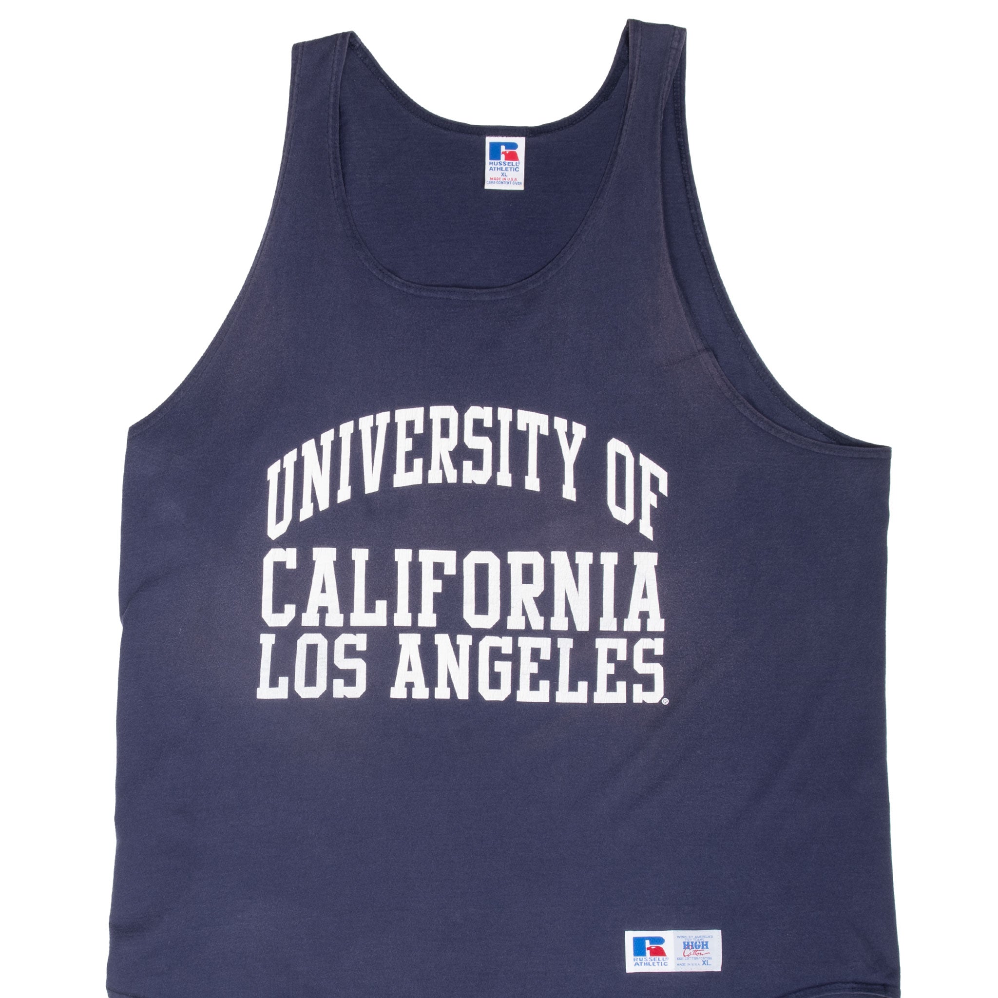Vintage Ncaa Ucla 1990S Russell Athletic Navy Blue Tank Top Tee Shirt Size XL Made In Usa