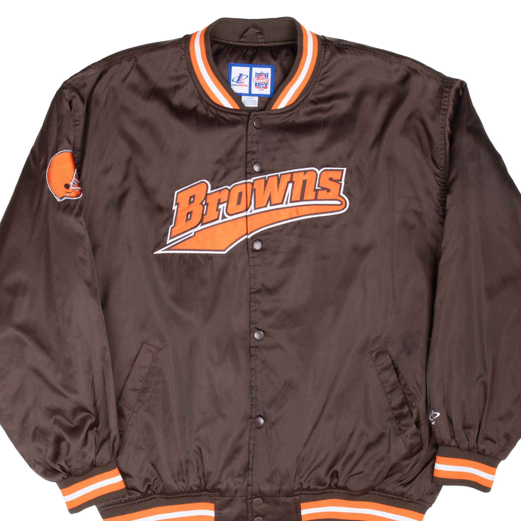 Vintage Nfl Cleveland Browns Bomber Satin Jacket 1990S Size Large