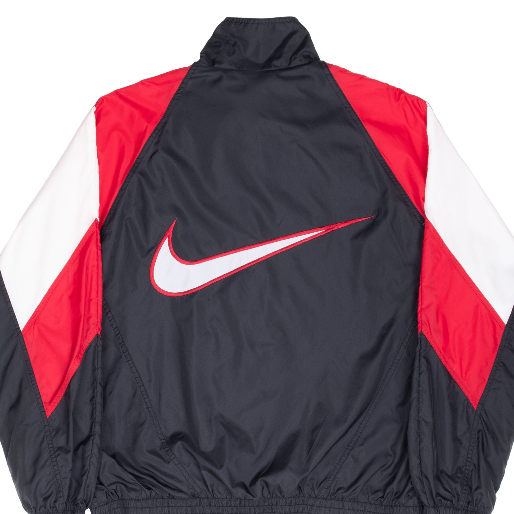 Vintage Nike Big Swoosh Black Red White Windbreaker Jacket 1990S Size Large