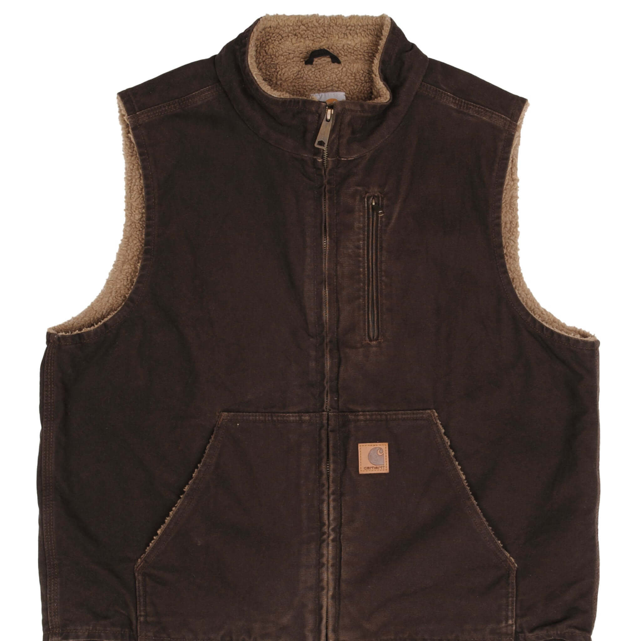 Vintage Carhartt Brown Workers Vest Jacket V33-DK8 2000S Size Large