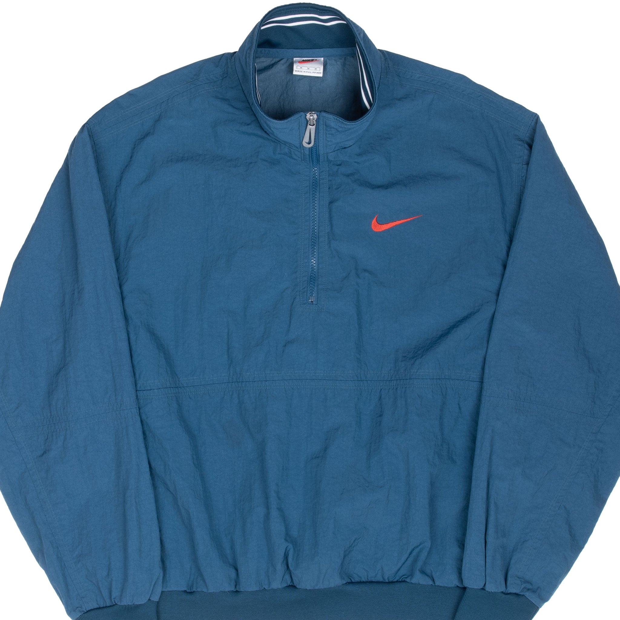 Vintage Nike Swoosh Blue Windbreaker Pullover Jacket 1990S Size Medium