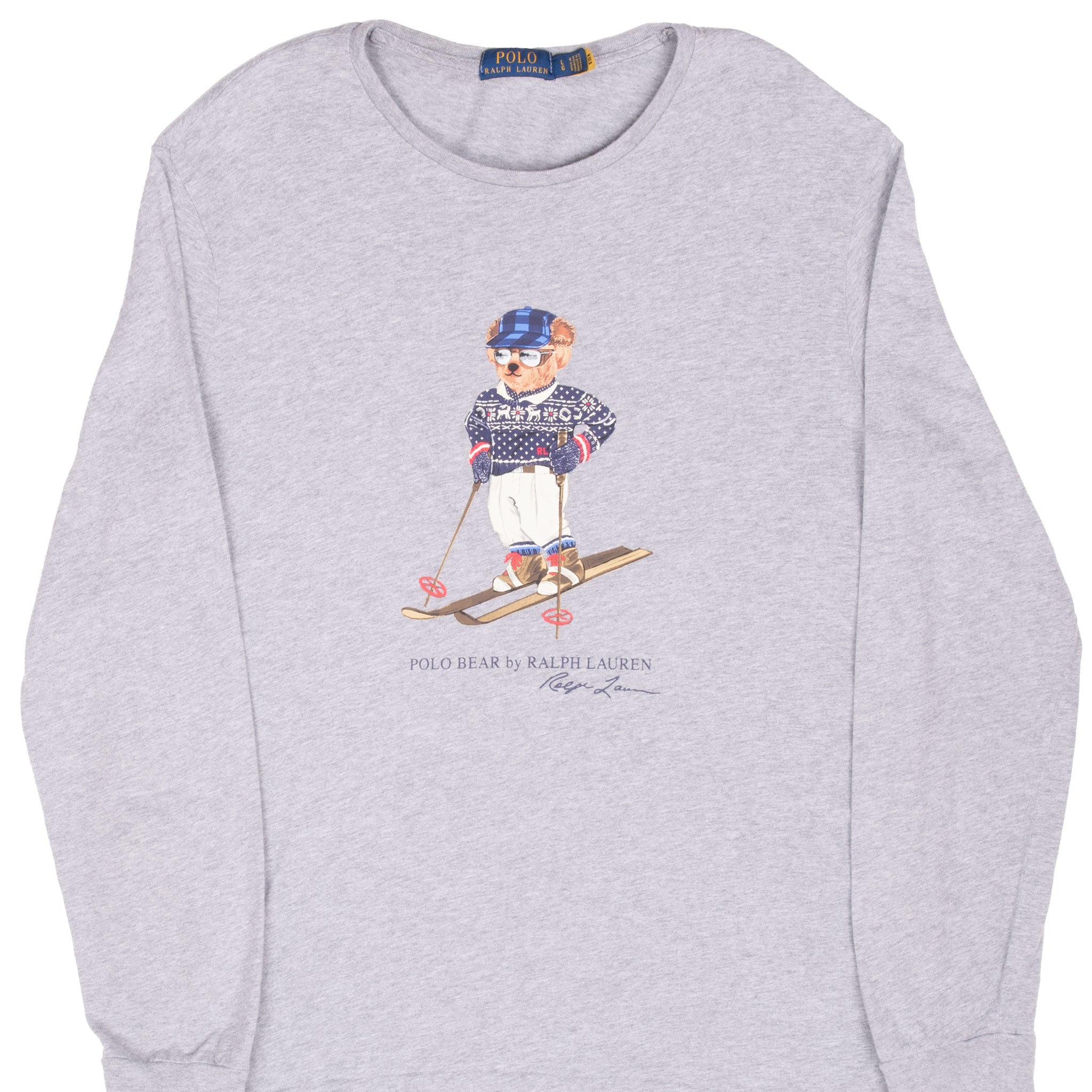 Vintage Ralph Lauren Polo Bear Ski Long Sleeve Tee Shirt Size Large
