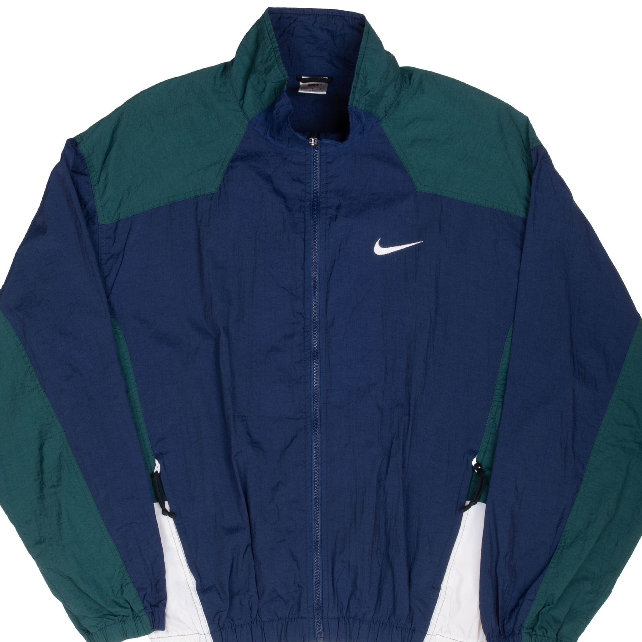 Vintage Nike Big Swoosh Green Blue Windbreaker Jacket 1990S Size Large