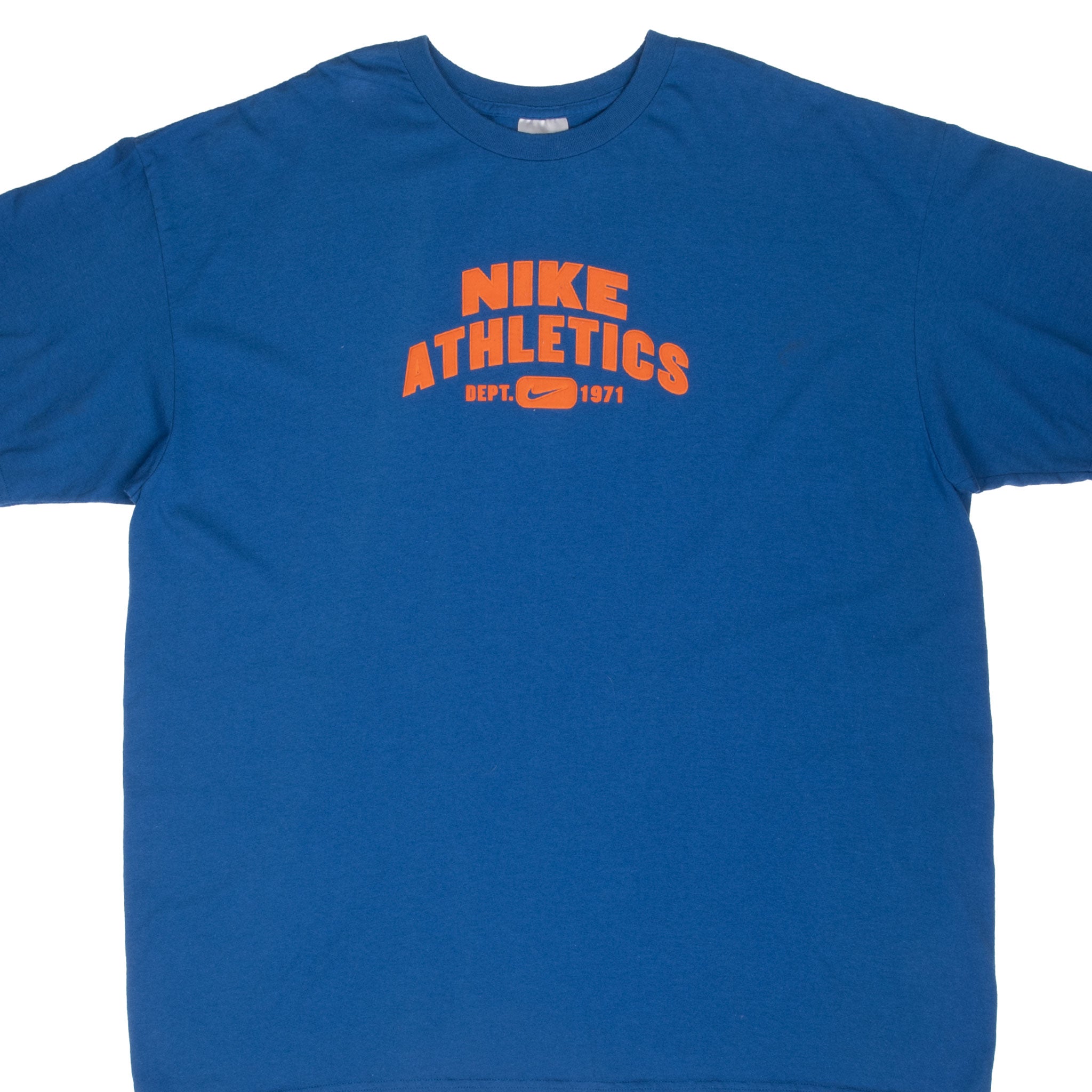 Vintage Nike Athletics Spellout Blue Tee Shirt 2000S Size 2XL