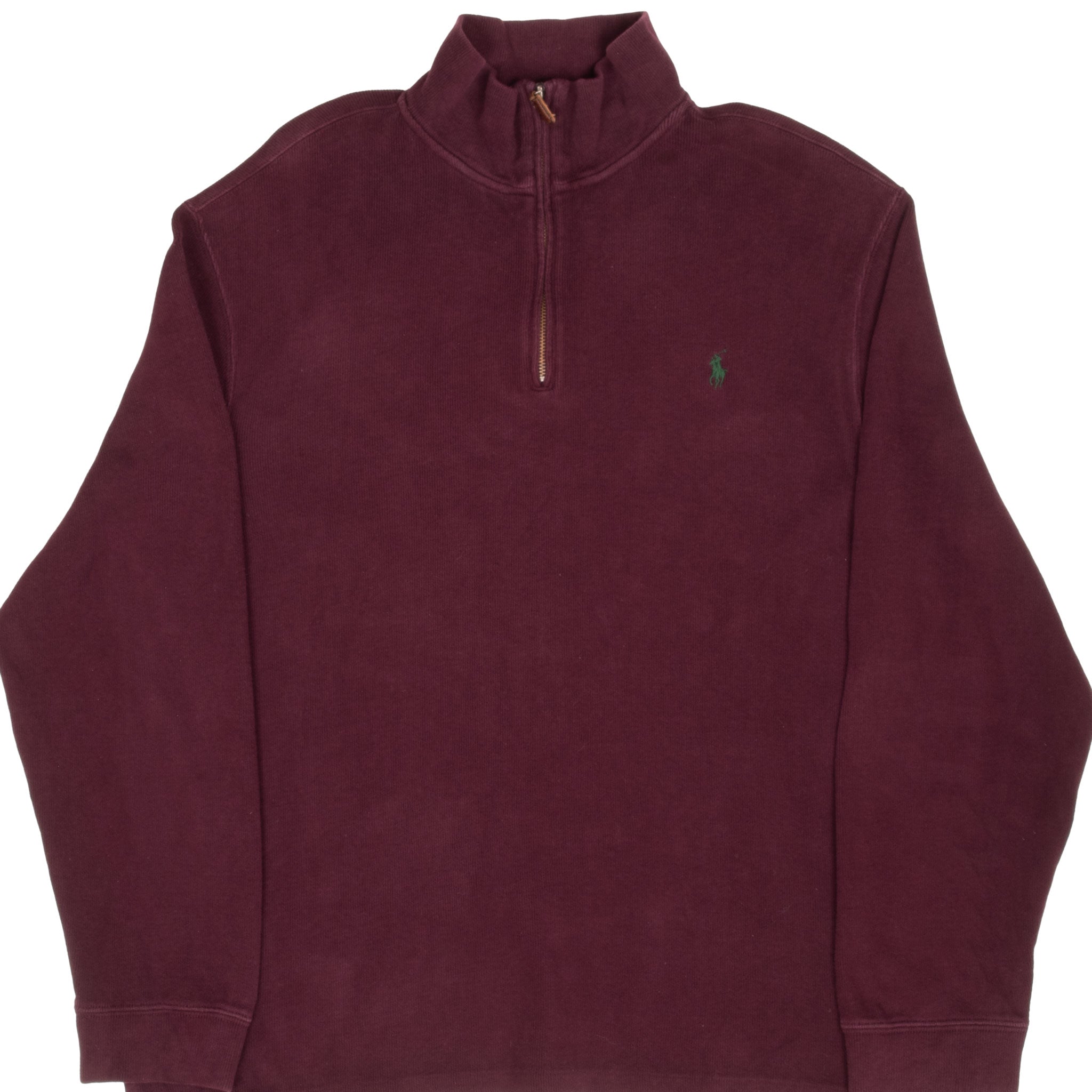 VINTAGE POLO RALPH LAUREN BURGUNDY QUARTER 1/4 ZIP SWEATER 1990S XL