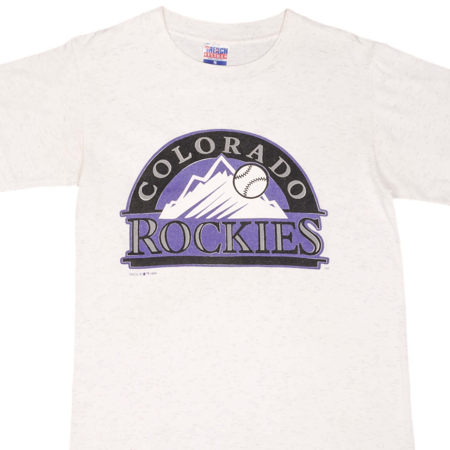 Vintage White MLB Colorado Rockies Tee Shirt 1991 Size Medium Made In USA With Single Stitch Sleeves