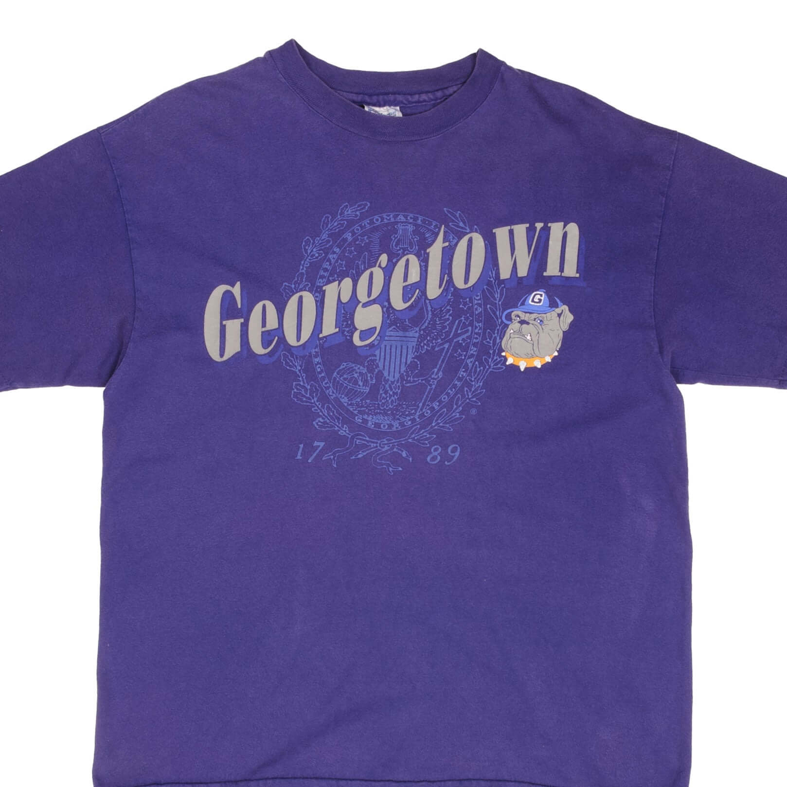 Vintage Ncaa Georgetown University Hoyas Tee Shirt 1990S Size Large Made In USA With Single Stitch Sleeves