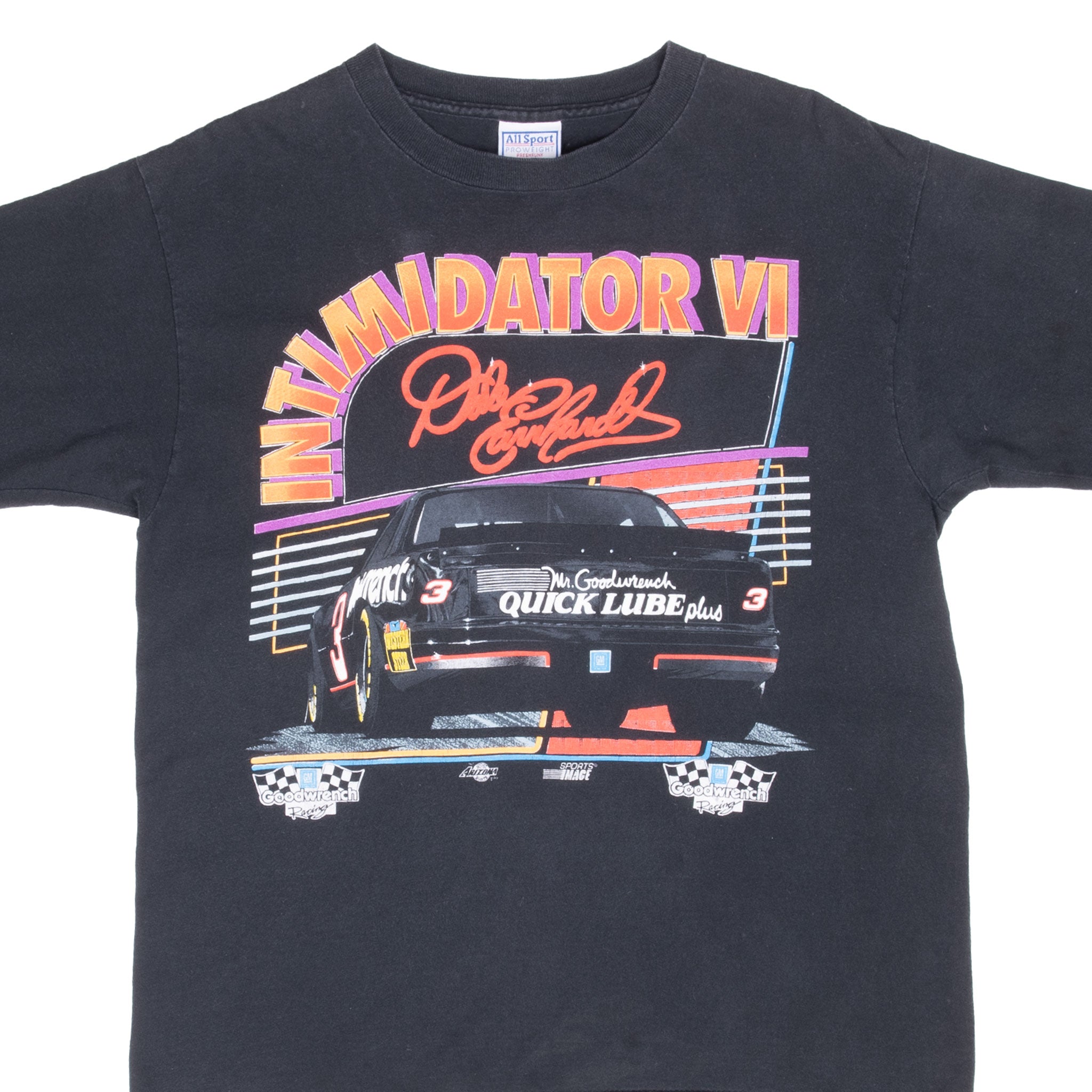 Vintage Nascar Dale Earnhardt Intimidator 6 Tour 1993 Tee Shirt Size Large Made Usa With Single Stitch Sleeves