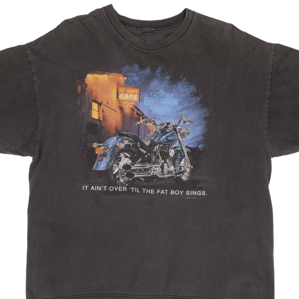 Vintage Black Harley Davidson Hi-Way Cafe Tee Shirt 2001 Size XL