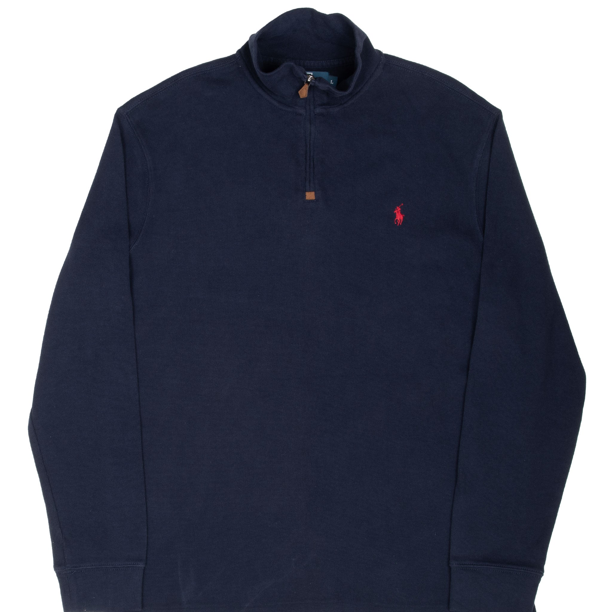 Vintage Polo Ralph Lauren Navy Blue Quarter 1/4 Zip Sweater 1990s Size Large