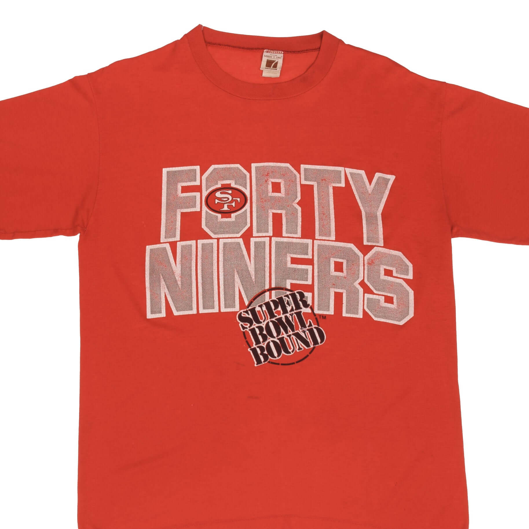 Vintage NFL San Francisco 49Ers Super Bowl Bound 1980s Logo 7 Tee Shirt Size Large Made In USA With Single Stitch Sleeves