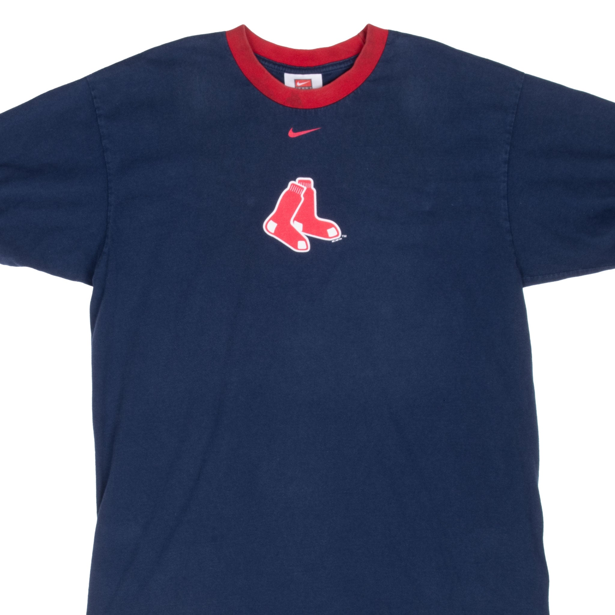 VINTAGE NIKE MLB BOSTON RED SOX CENTER SWOOSH RINGER TEE SHIRT 2006 MEDIUM