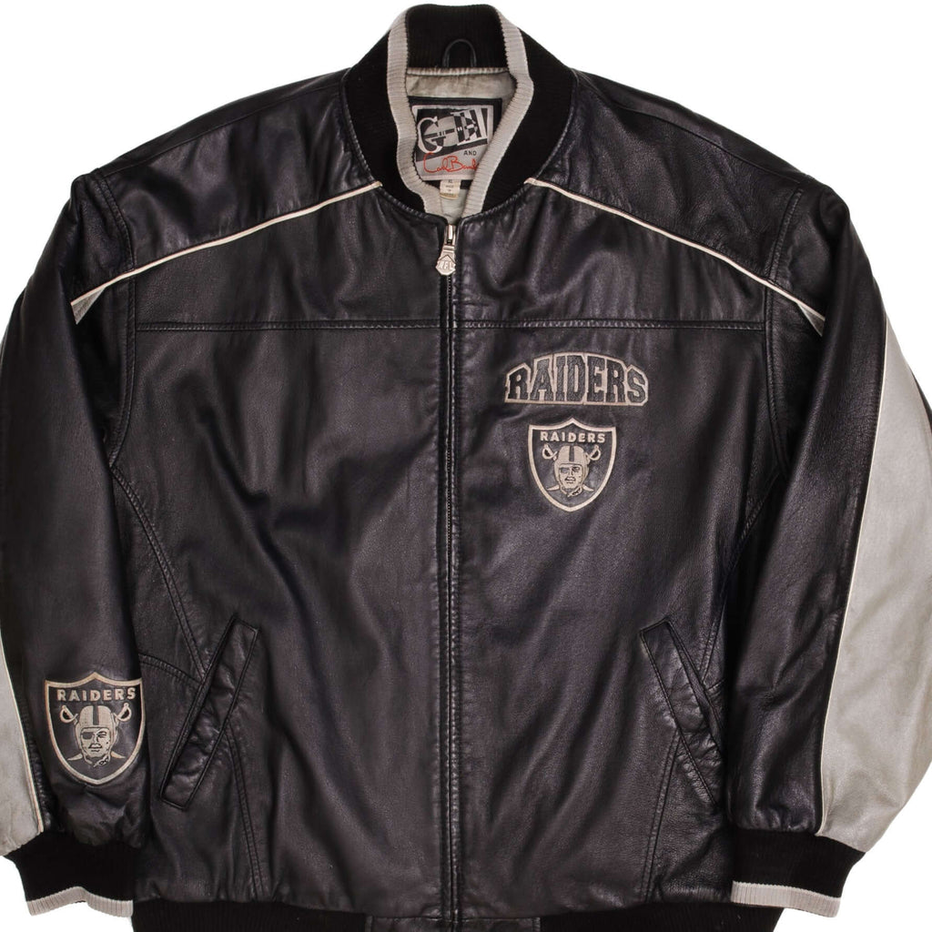 Vintage NFL Los Angeles Raiders Leather Jacket 1990S Size XL