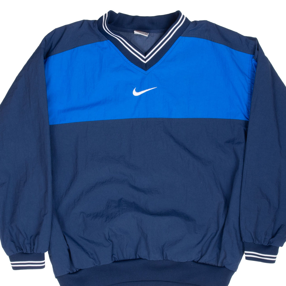 Vintage Nike Center Swoosh Blue Pullover Windbreaker Jacket 1990S Size Xl Women