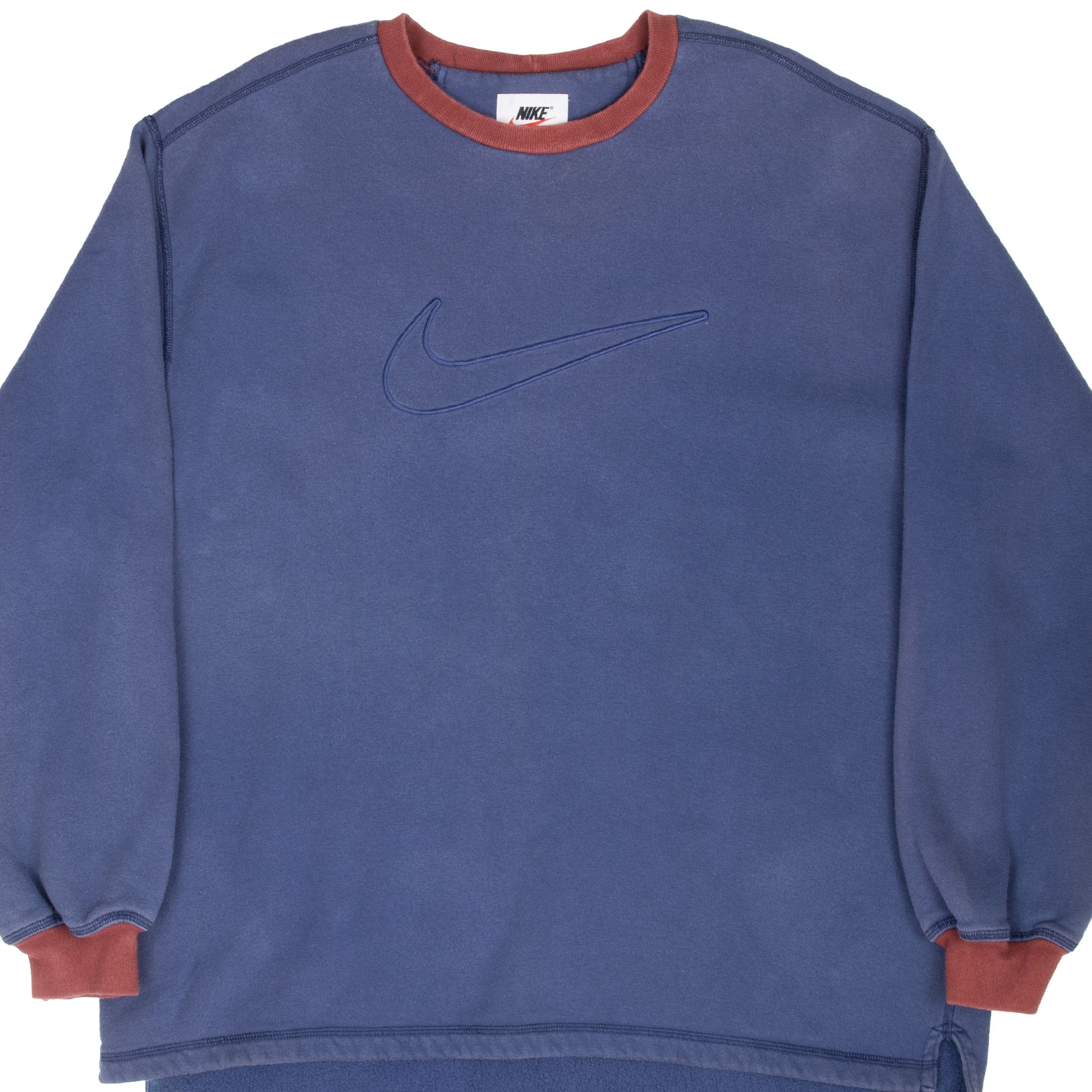 Vintage Nike Big Swoosh Navy Blue Sweatshirt 1990S Large