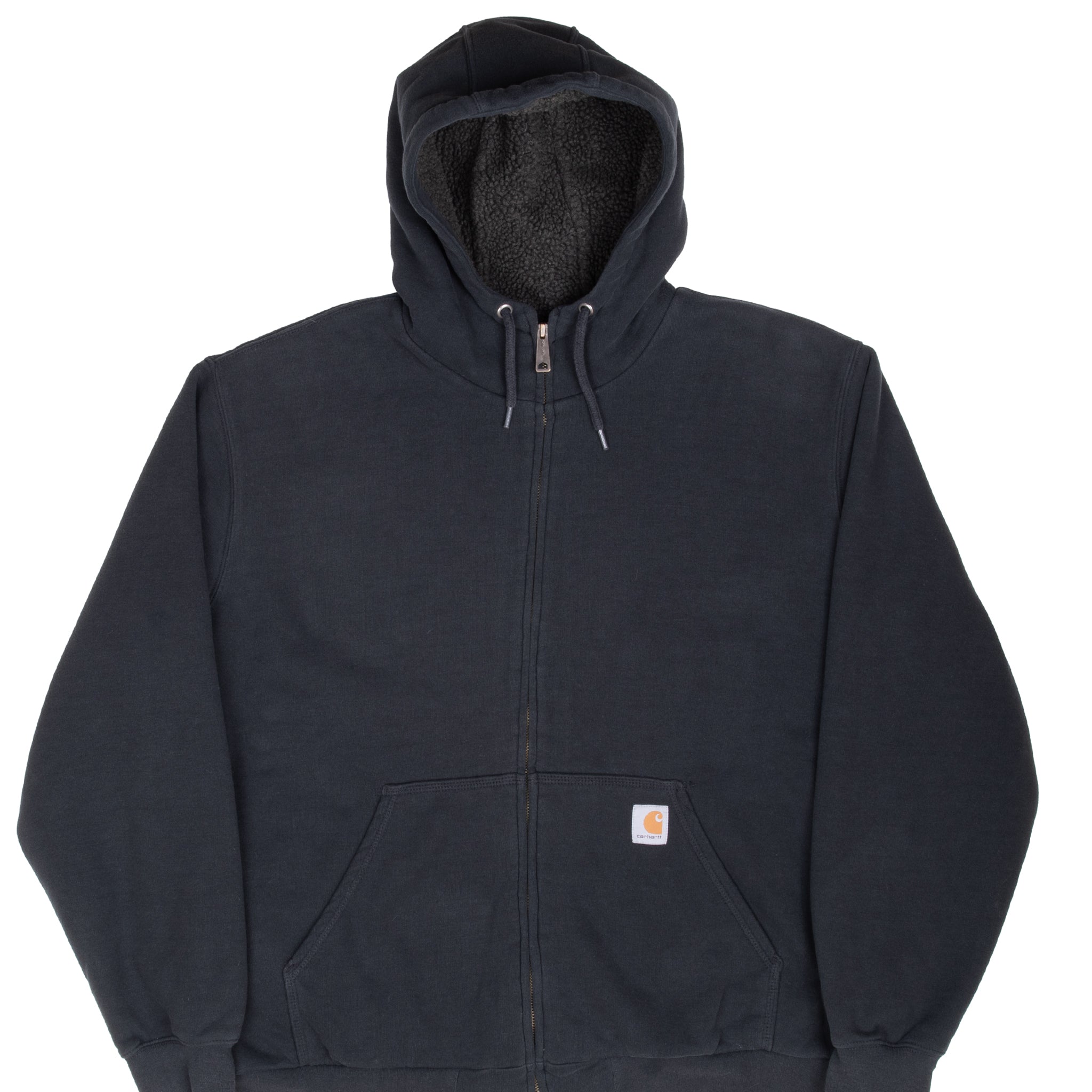 Vintage Carhartt Heavyweight Sherpa Lined Full Zip Black Hoodie Sweatshirt Size 2XL