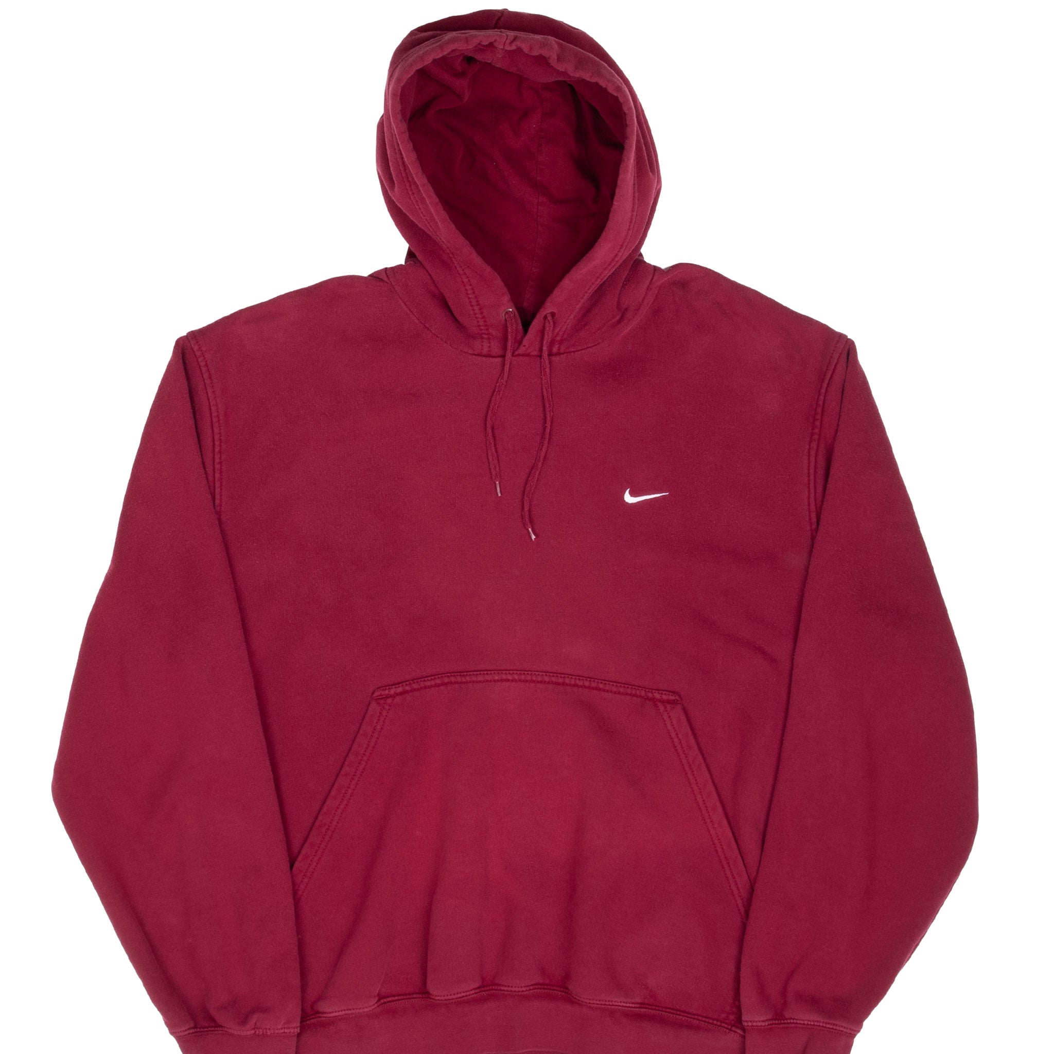 Vintage Nike Classic Swoosh Red Burgundy Hoodie Sweatshirt 2000S Size Large
