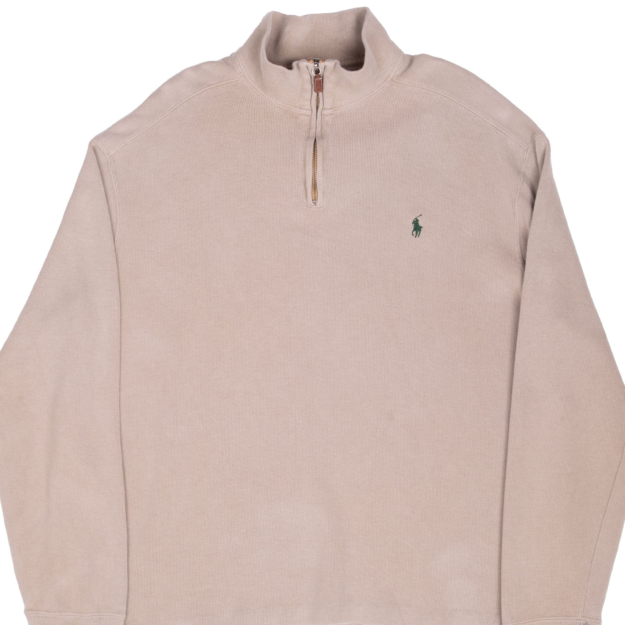 Vintage Polo Ralph Lauren Beige Quarter Zip Sweater Size Large 1990S